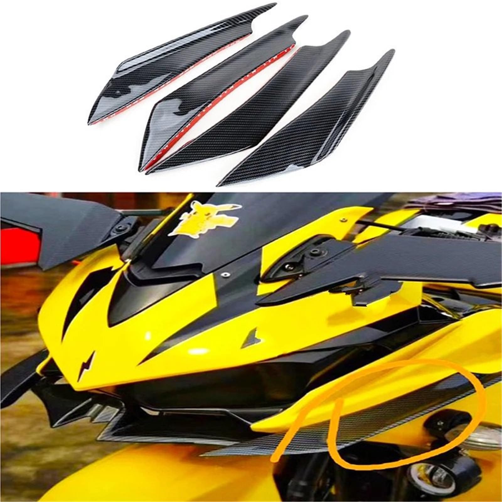Front Bumper Splitter dachowy Pasuje do motocykla Yamaha i samochodu Motocykl Zderzak przedni Spoiler Wing Splitter Zestaw boczny Trim Canards Valence Chin