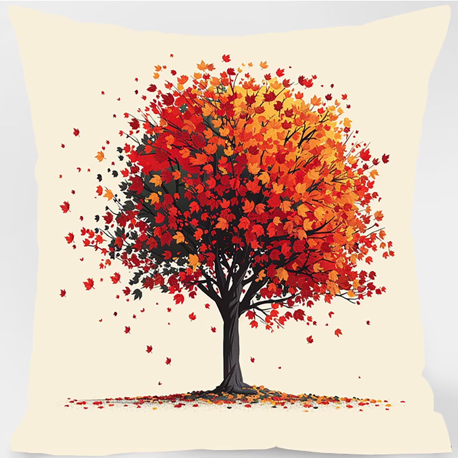クッションカバー 45x45cm 葉, 4枚 ソファークッション 赤, 四角 装飾枕カバー, Pillow Case 隠れるファスナ Amazon.co.jp: クッションカバー 45x45 cm, 木 4枚セット モダン 四角 装飾枕カバー 隠れるファスナー, ソファ背当て  丈夫な生地, 防水リネン風, 簡単着脱, シンプル 座布団 おしゃれ, 家庭用 車 オフィス, 洗濯機 丸洗い, 誕生日プレゼント女性, 赤  K-2673 ...