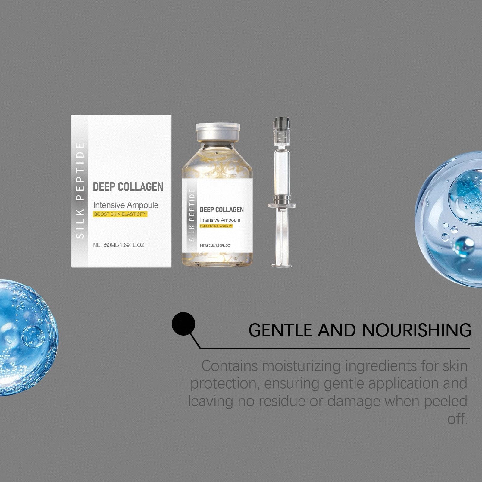 Fiala lifting intensiva ai peptidi di seta, sieri per rassodamento e lifting del viso con fiale lifting intensive ai peptidi di seta al collagene profondo, siero viso anti-età,2PCS