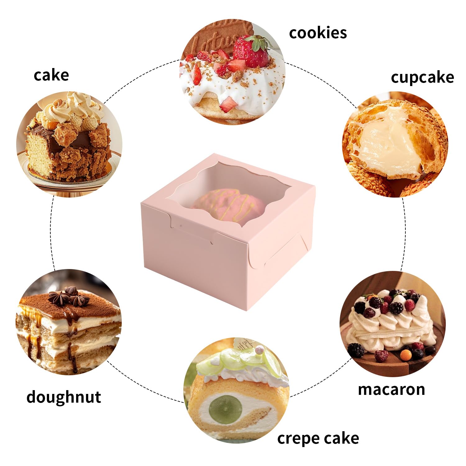 150 Pink Cake Boxes with Window - Bakery Packaging -4 150 Pink Cake Boxes with Window - Bakery Packaging -4