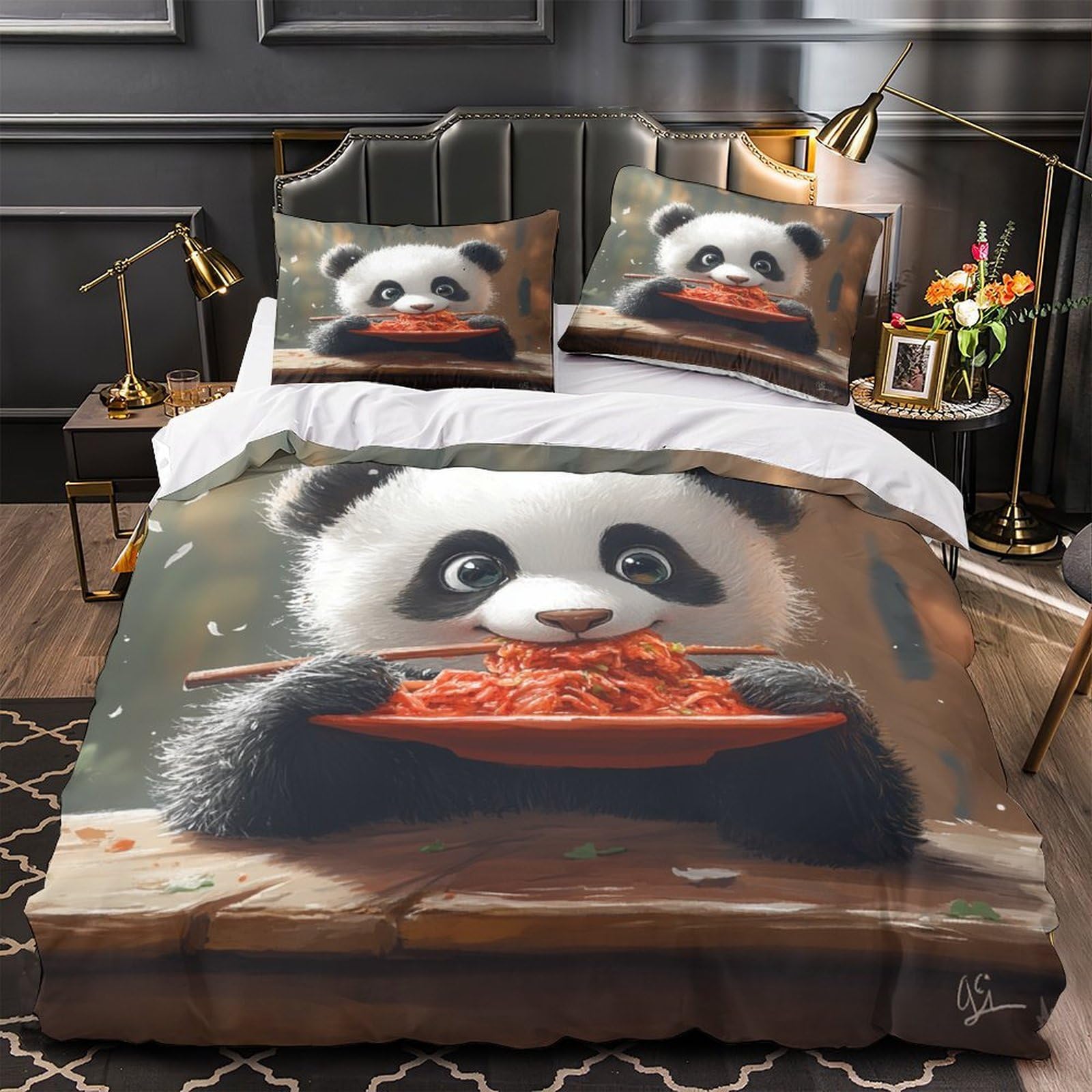 Housse de couette hiboux 220x240cm en microfibre douce