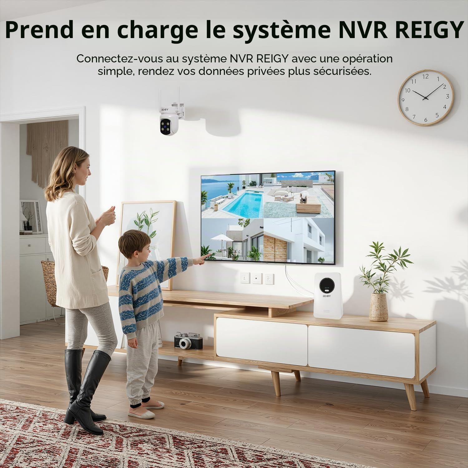 REIGY 4MP Caméra Surveillance WiFi Exterieure sans Fil Solaire, Camera Caméra de Sécurité Interieur avec Panneau Solaire, 360° PTZ, Vision Nocturne, Audio Bidirectionnel, PIR Sirène, 2.4ghz/5ghz