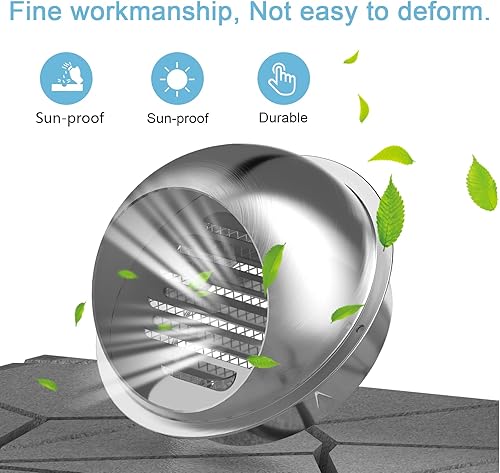 Miniatura 8 de Hon&Guan Cubierta de ventilación para secadora de conductos de 4 pulgadas en el exterior, rejilla de ventilación de pared de ventilación de escape