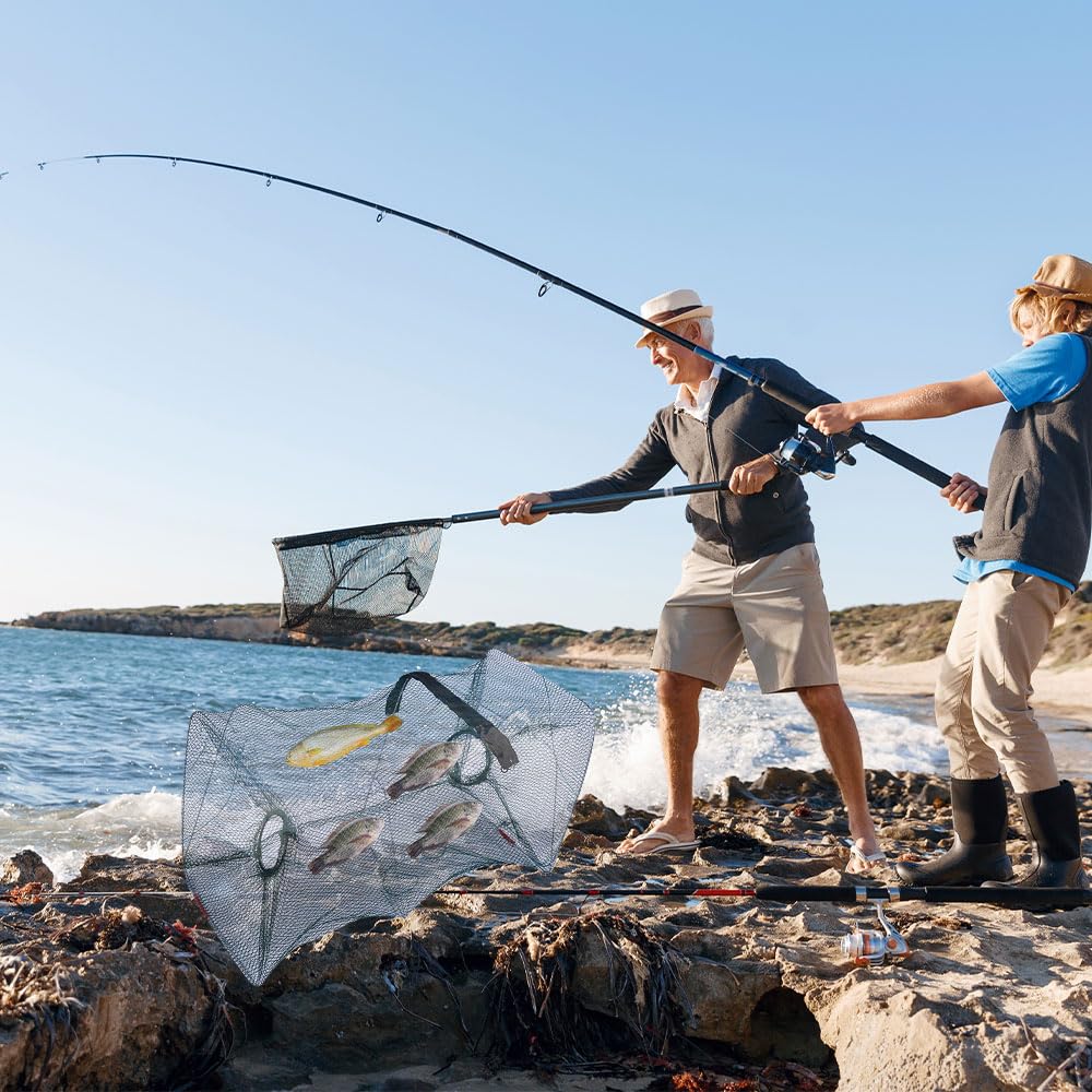 Nasse a Poisson, 50 x 20cm Filet Peche, Pliable Nasse a Ecrevisse, Fish Trap pour Crevettes Écrevisses Homards Anguilles