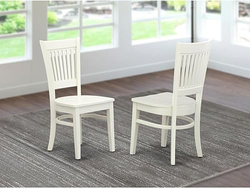 Miniatura 2 de East West Furniture Vancouver - Juego de 2 sillas de cocina con respaldo de listón, color blanco lino