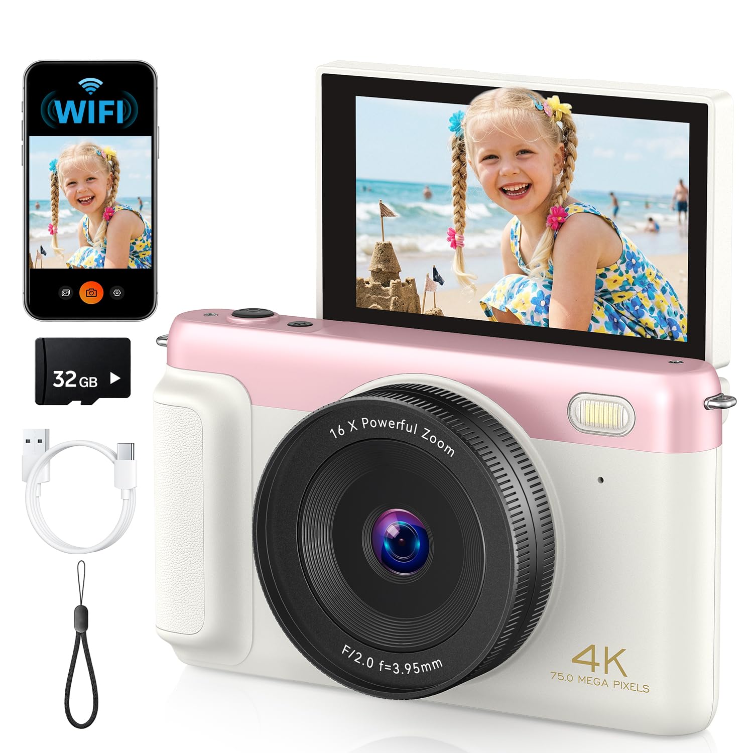 Amazon.com : 4K Digital Camera for Photography, 75MP Compact