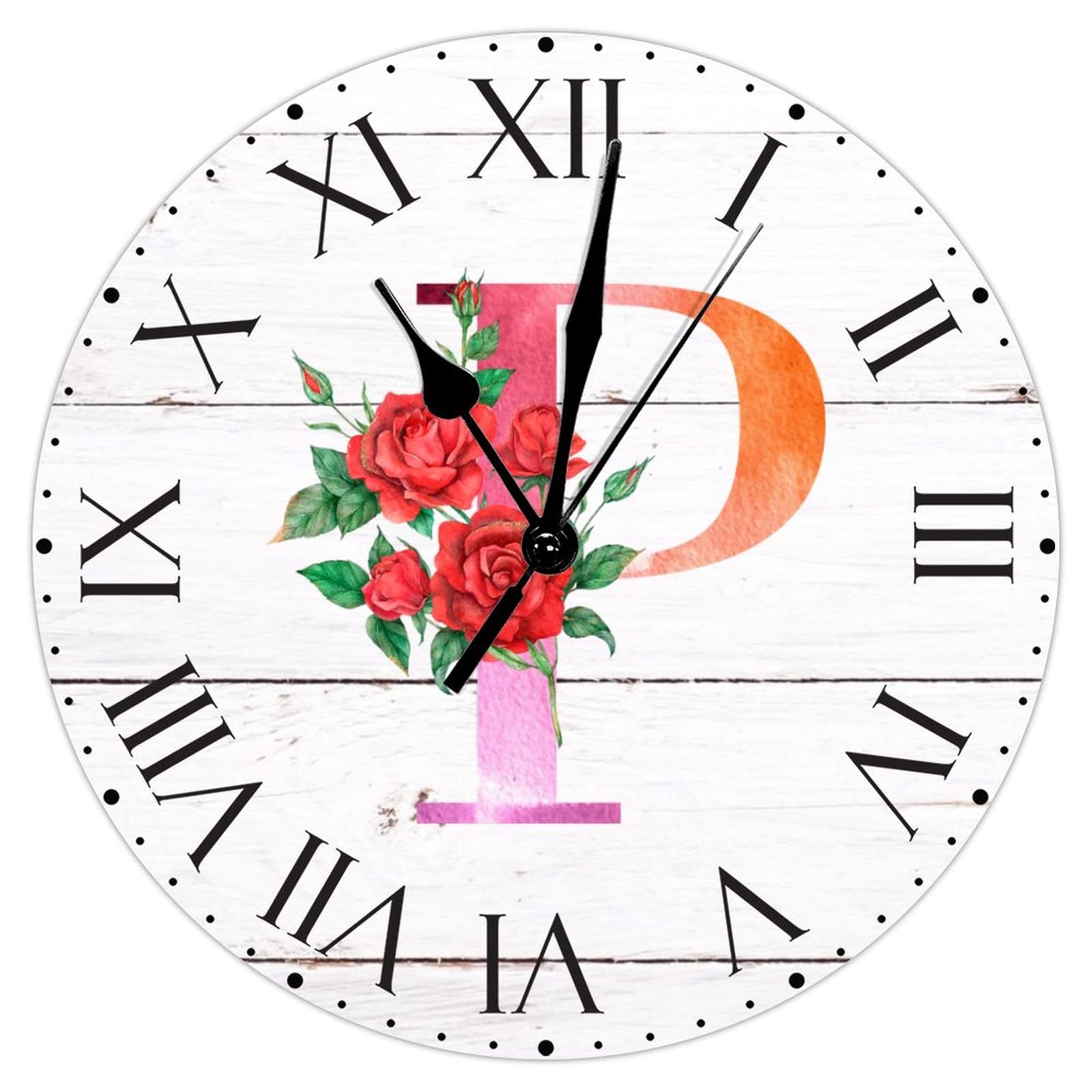 Horloge murale silencieuse lettre P en PVC pour éliminer le bruit du tic-tac