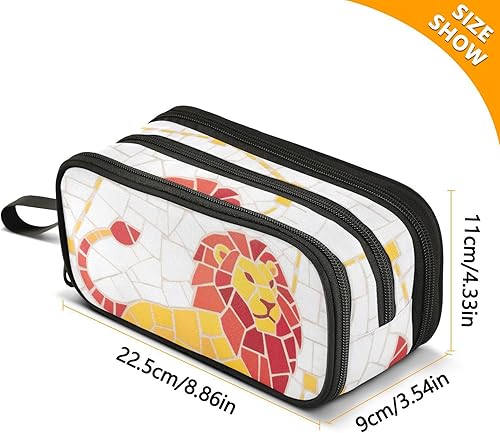 Miniatura 3 de Bolsa de lápices de nylon de la escuela de la fuente Leo estilo amarillo blanco alta capacidad cajas de lápices papelería bolsa para la universidad