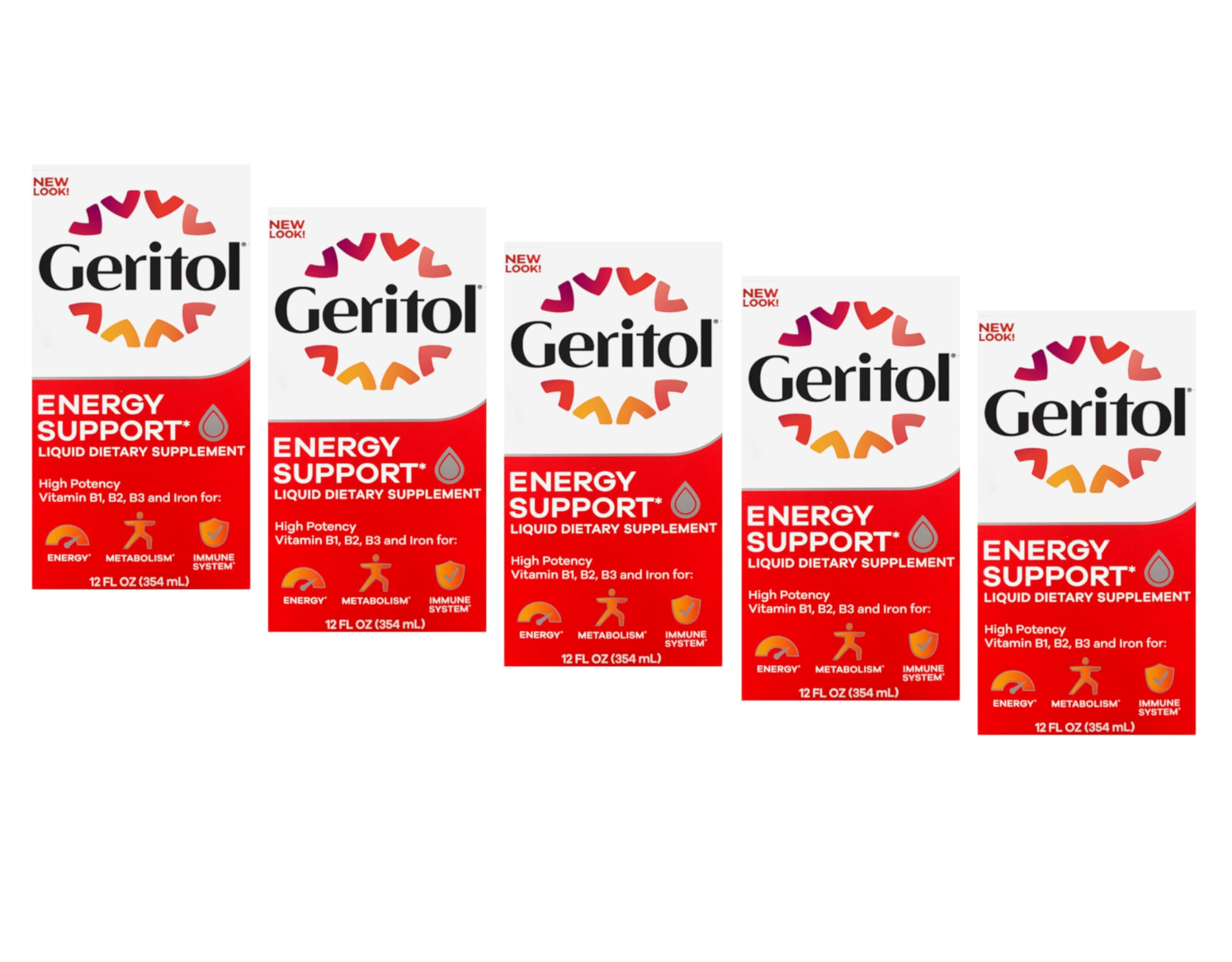 Geritol Liquid Supplement, B-Vitamins & Iron 12 Fluid Ounce (Pack of 5)
