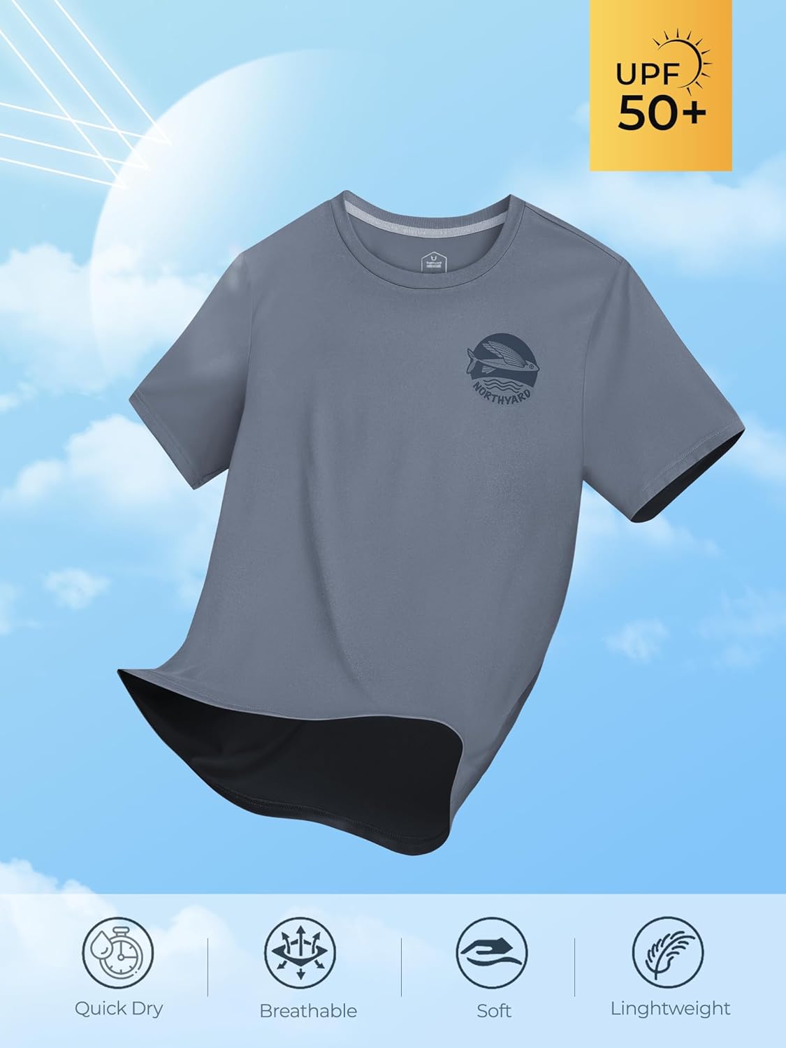 NORTHYARD Mens Swim Shirt Rash Guard UPF 50+ Quick Dry Short Sleeve Fishing Shirts Sun Protection Shirt Beach Water Swimming - Image 4