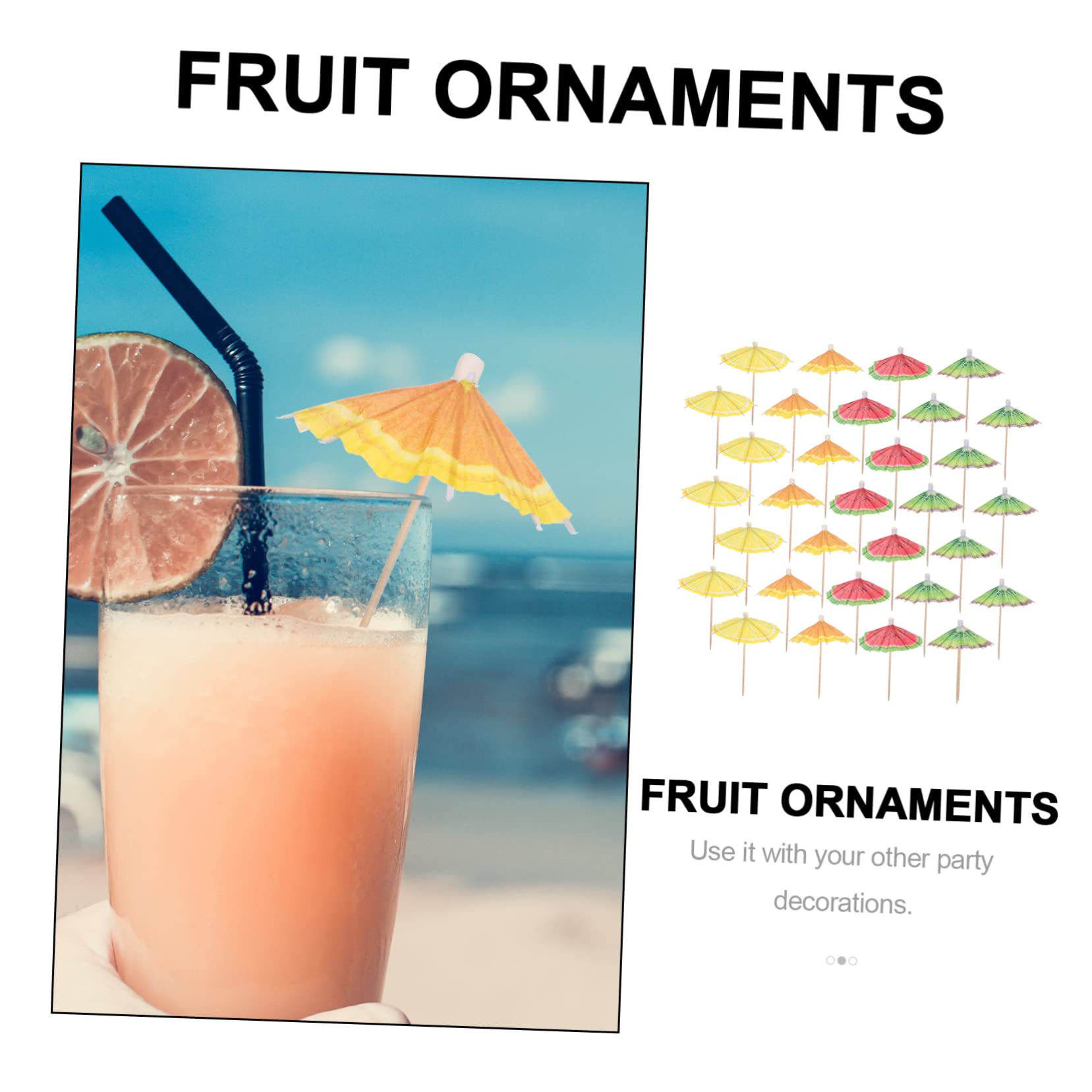 BESTonZON 160 Pezzi Bastoncino di Frutta Mini Ombrelli Mini Cibo Mini Decor Cocktail Picks per Bevande Dessert Picks Cocktail Guarnito Cocktail Stick Cibo Ristorante Antipasto Picks