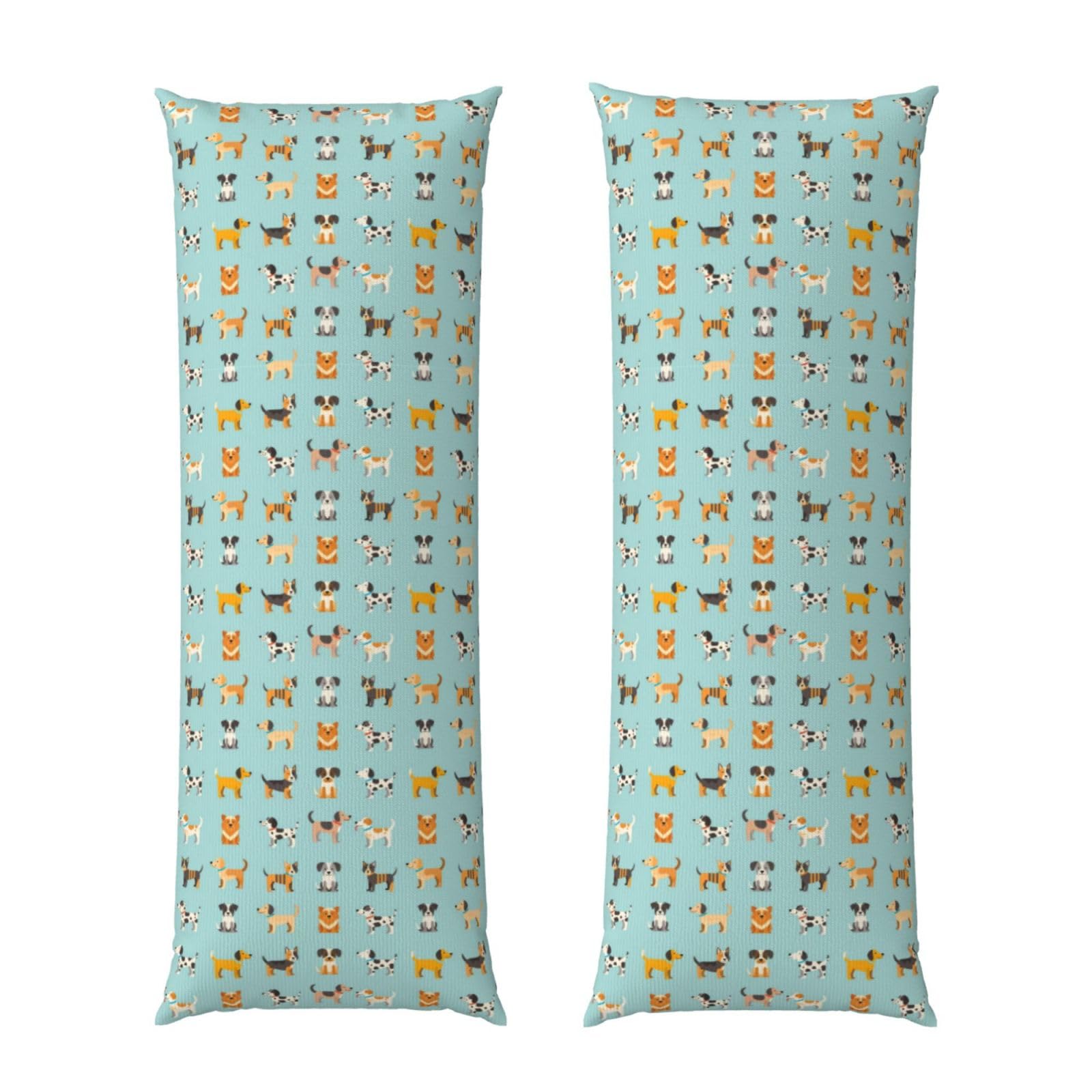 Body Pillow Cover 20x60 Cute Different Dogs, Zippered Microfiber Pillowcase, Soft Cozy Cushion Case, Wrinkle Fade Resistant for Bed Couch