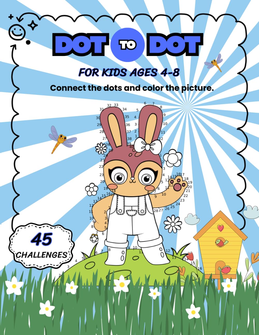 DOT TO DOT FOR KIDS AGES 4-8.: 45 connect the dot puzzles, printed on a single-sided page, 8.5x11 inches.