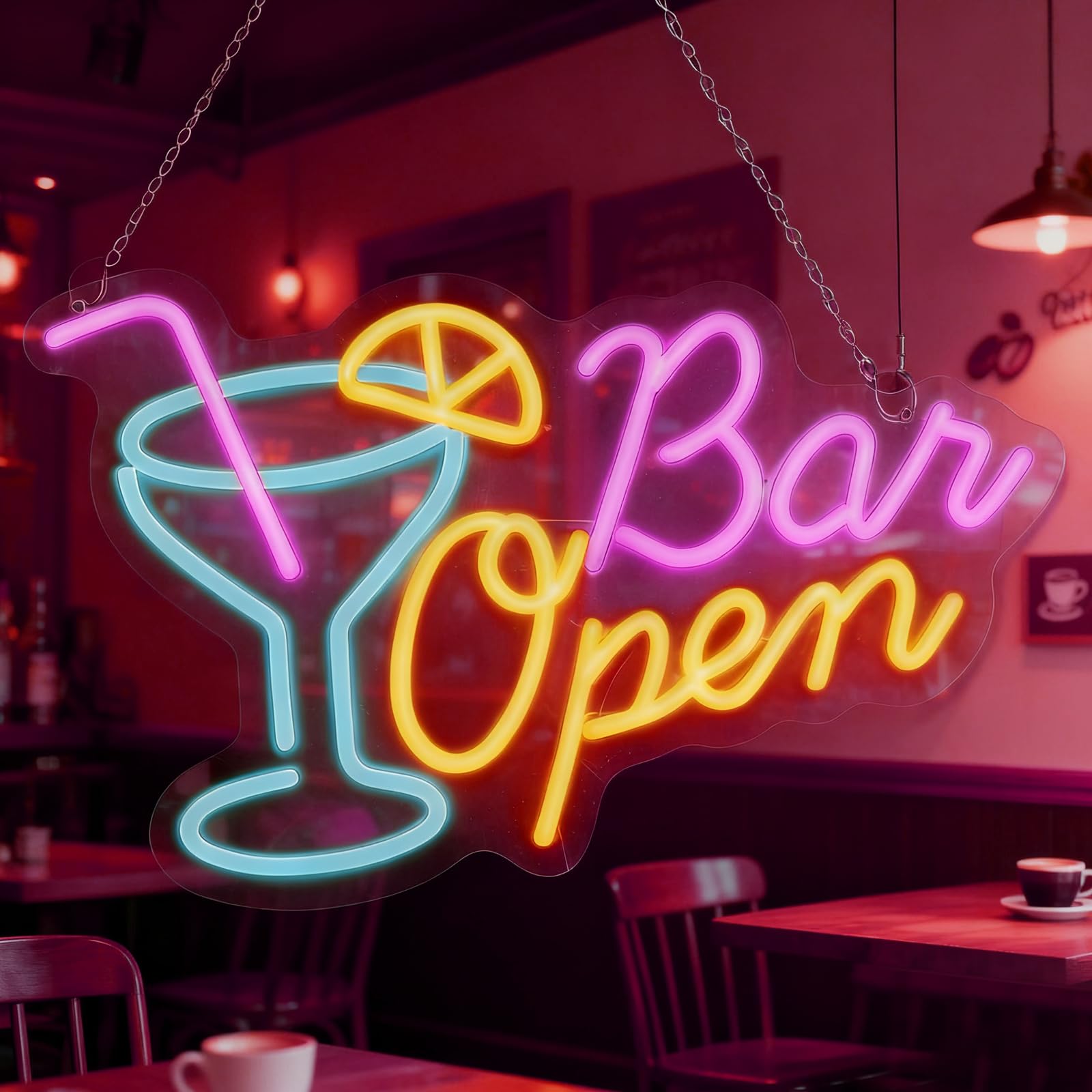 Bar Open Neon Sign, LED Sign Night Light Scritte Cartello Luminoso Con LED Da Bar Scritte Neon Funzionamento USB, Per Nightclub Club Bistrò Feste Open Sign per Vetrine