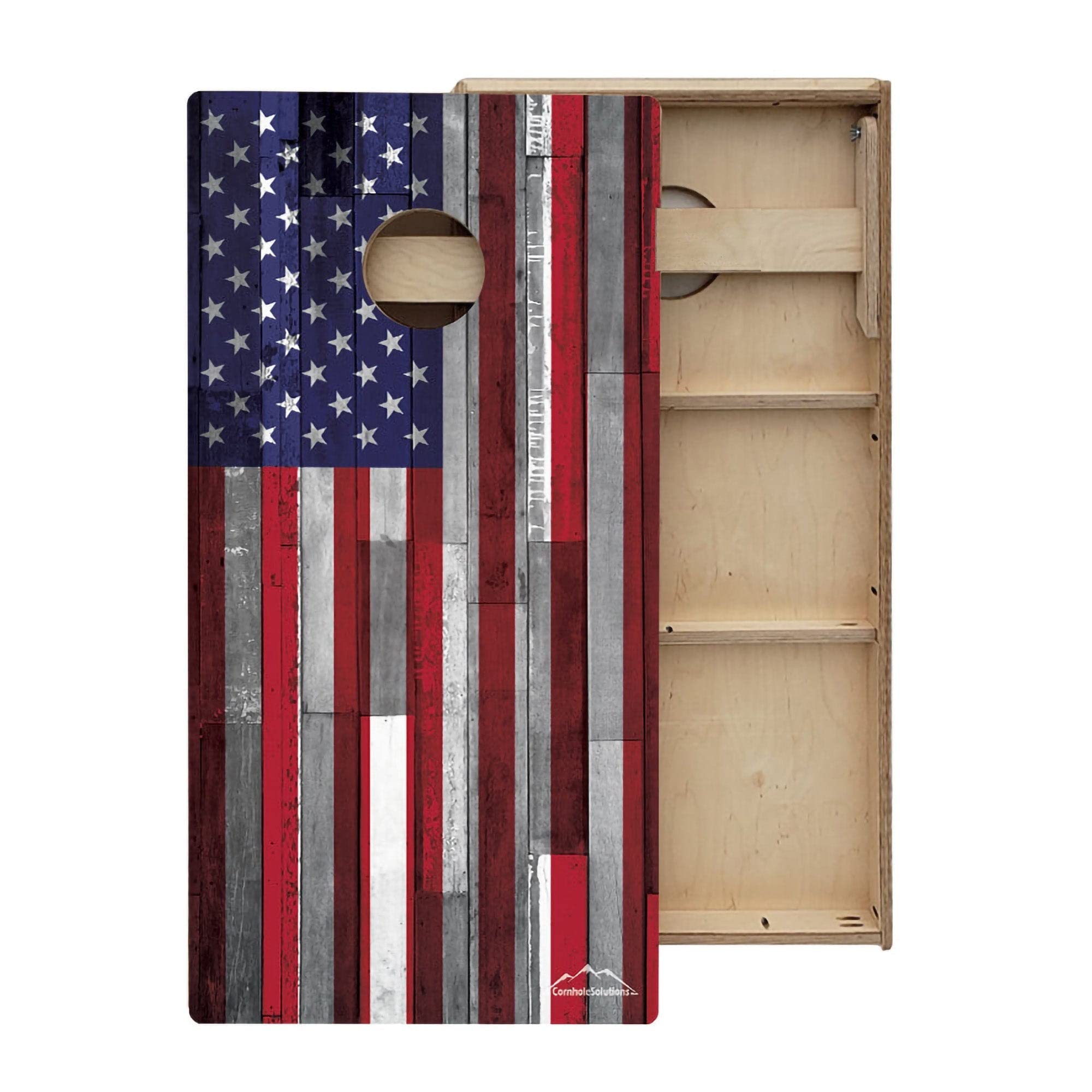 Skip's Garage USA & Union Jack Flag All-Weather Cornhole Boards - Includes (2) Boards (NO Bags) + (2) Board Edge Lights