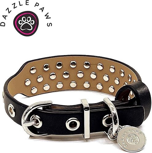 Miniatura 3 de Collar de perro con diamantes de imitación de diseño, cuero de microfibra de lujo, brillante, lindo tachonado, longitud ajustable para todas las