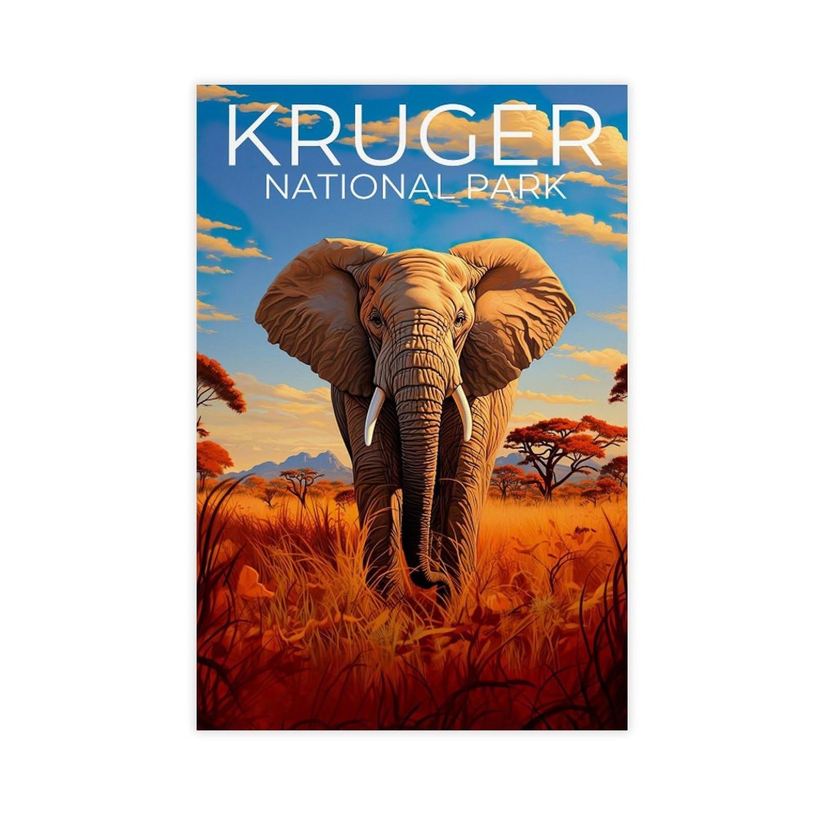 Bareronor Kruger Elephant Poster Canvas Poster Bedroom Decor Landscape Office Room Decor Gift 20" L X 30" W