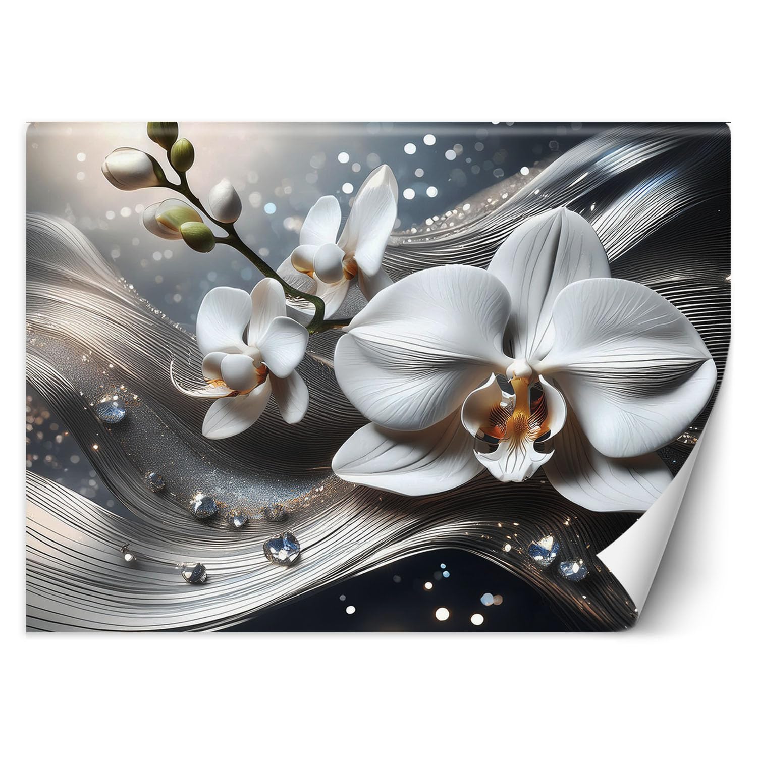 Papier peint mural 3D orchidée 200x140 cm pour agrandir une petite pièce