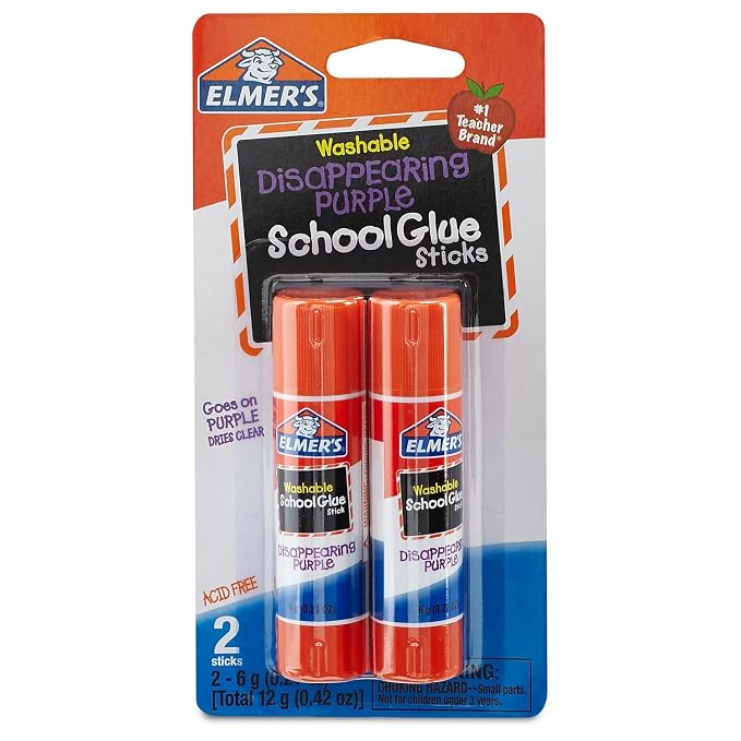 Elmer's Disappearing Purple School Glue Sticks, .21 oz, 2 Pack (E522)