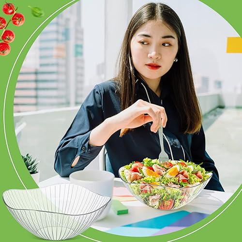 Miniatura 3 de Mumufy 6 cuencos de plástico transparente de 135 onzas, reutilizables, redondos, para fiestas, aperitivos decorativos o ensaladas, soporte para