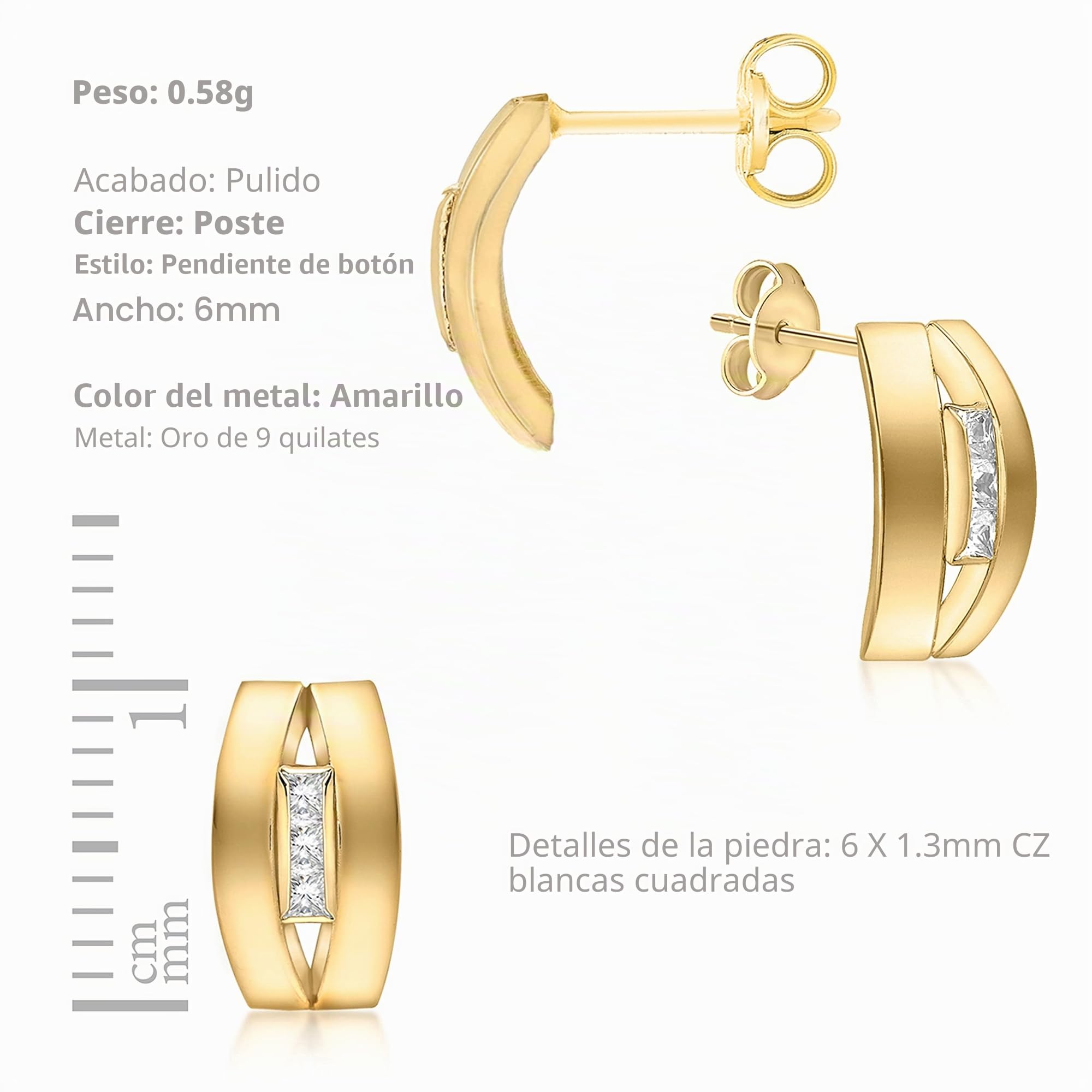 Carissima Pendientes Oro amarillo de 9 quilates Óxido de circonio, Oro amarillo, Circonia cúbica de mujer