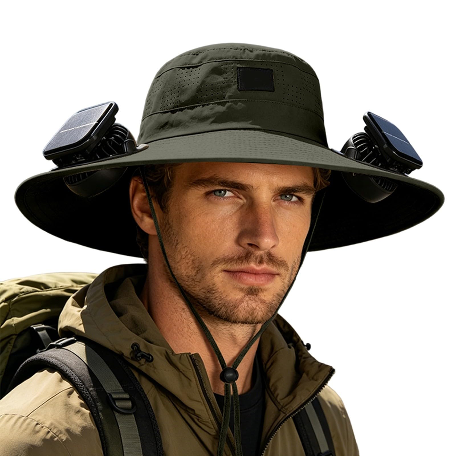 Cappello Uomo Pescatore Estivo - Cappello Solare con Doppia Ventola per Escursioni Estive Outdoor Larga Traspirante Ideale per Spiaggia e