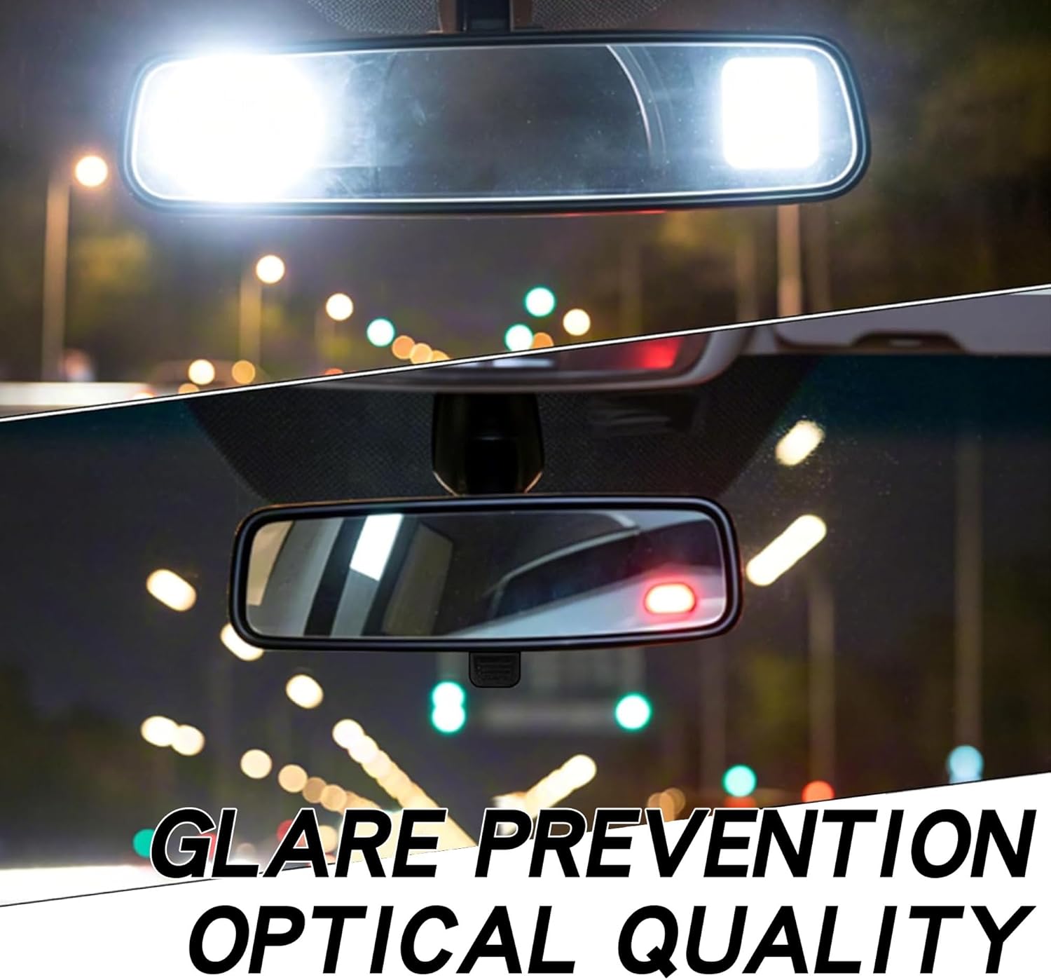 10.5 Inch Large Anti-Glare Rear View Mirror, Universal Interior Mirror Kit with Wide Angle Night Vision for Cars, Trucks, SUVs, Compatible with Toyota Honda Ford Nissan Jeep