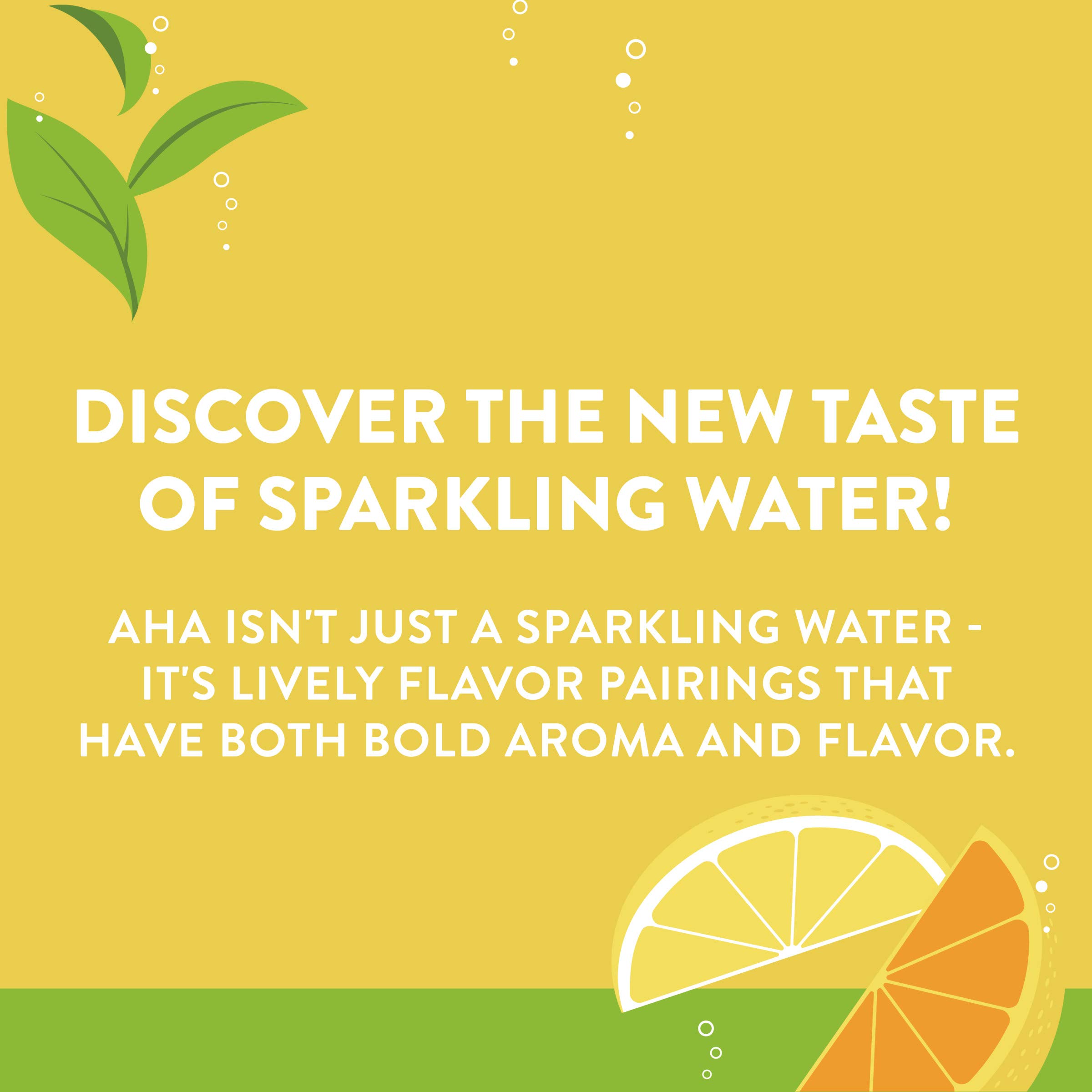 AHA Sparkling Water, Citrus + Green Tea Flavored Water, with Caffeine