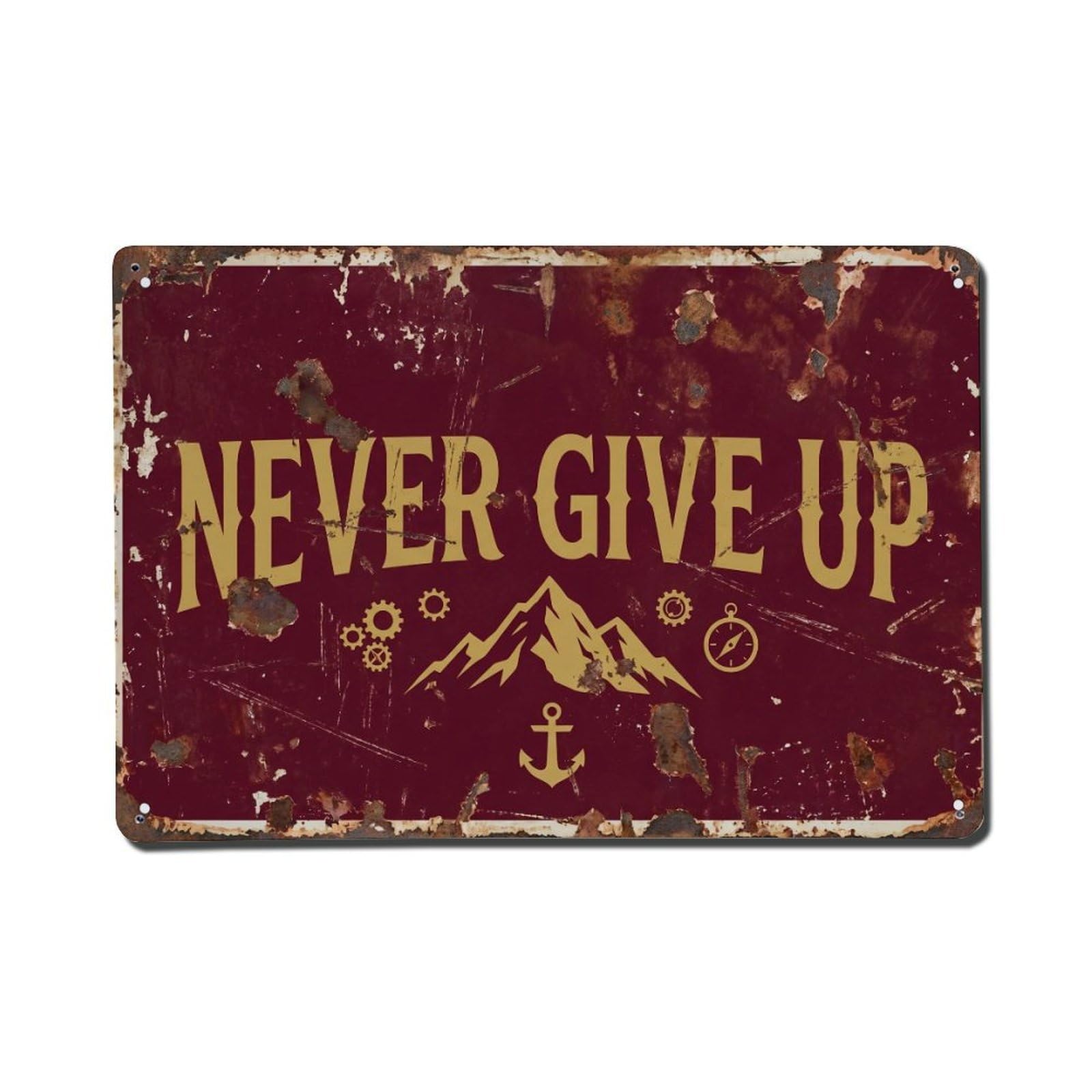 Cmhok Vintage Style Never Give Up Inspiration Retro Motivational Slogans Metal Tin Sign Wall Decor For Cafe, Club, Garden Metal Poster 8X12inch