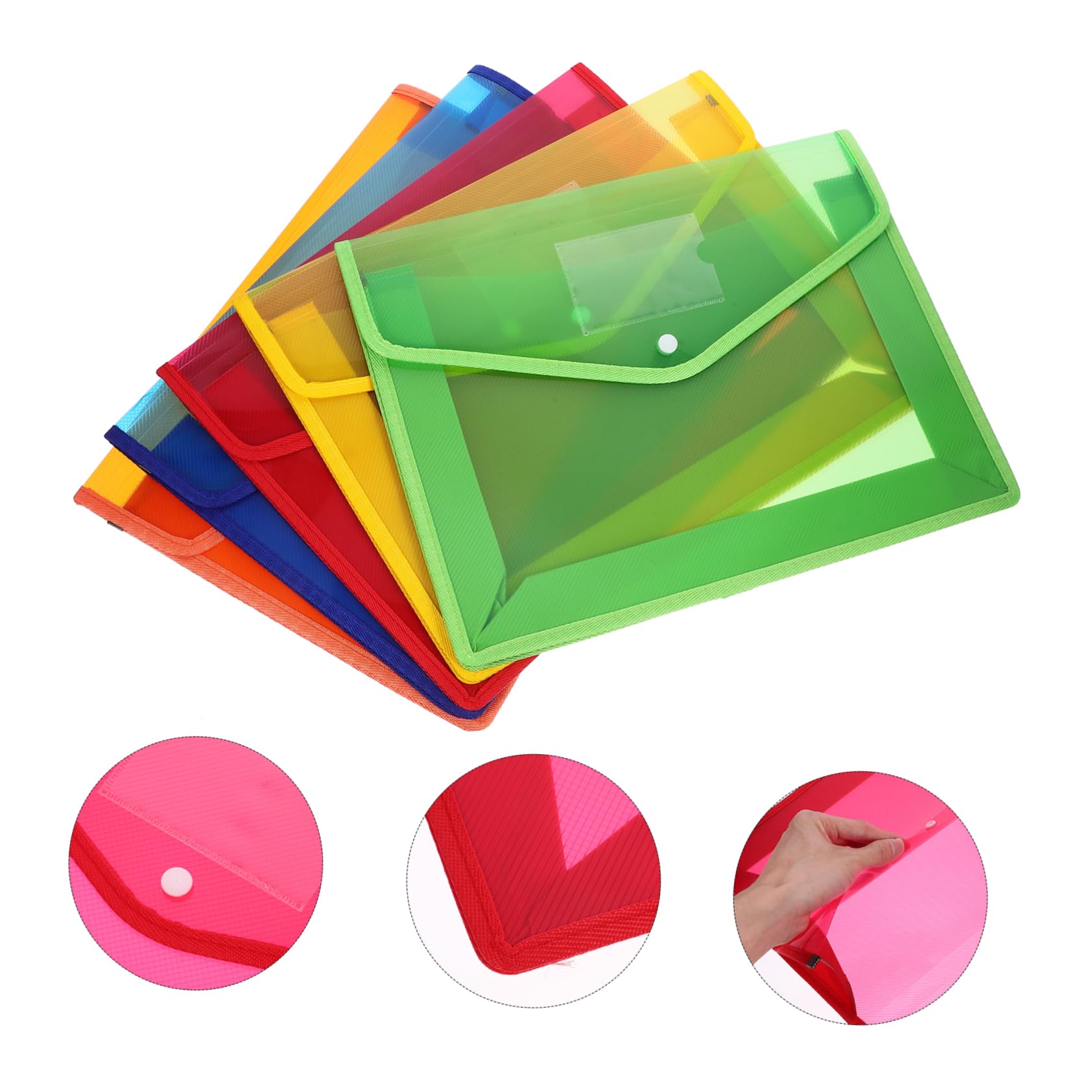 NUOBESTY Cartella Portadocumenti A4 Da 5 Pezzi Con Bottone Automatico Borsa Portaoggetti in Plastica Per Ufficio Organizer Per Documenti