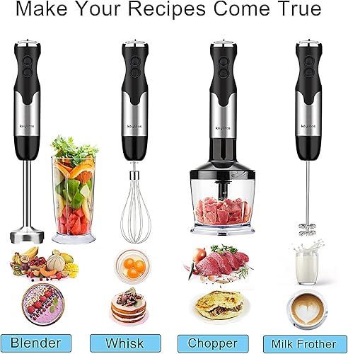 Miniatura 4 de Keylitos Batidora de mano de inmersión 5 en 1, actualizada Licuadora de mano de 1000 W con picador de 20.3 fl oz, vaso de precipitados de 27.1 fl