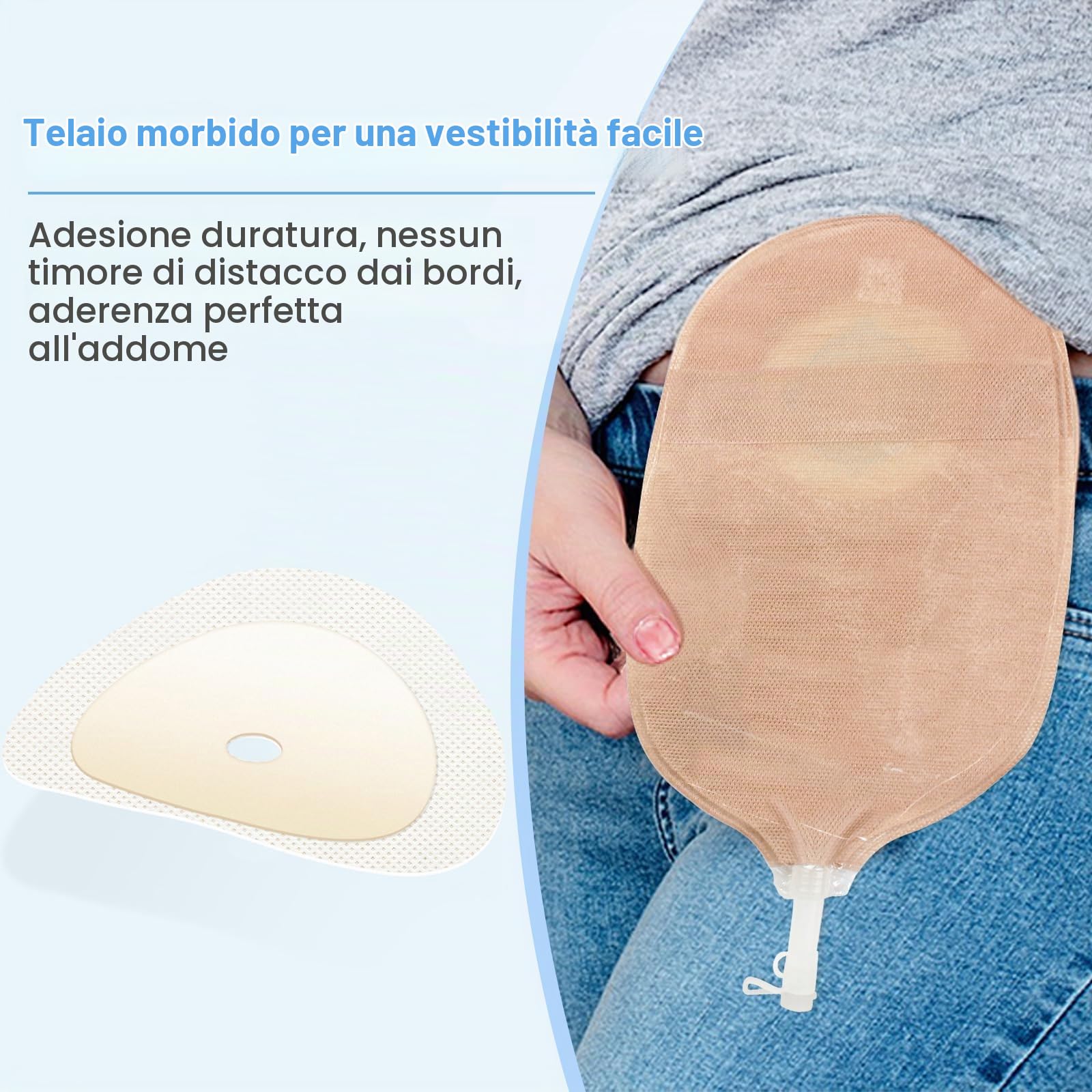 30 Pezzi Sacchetti Colostomia, Monopezzo Drenabili, 45 Mm | Con Scheda di Misurazione, Sacchetti per Stomia Ritagliabili, per Colostomia, Ileostomia e Stomia