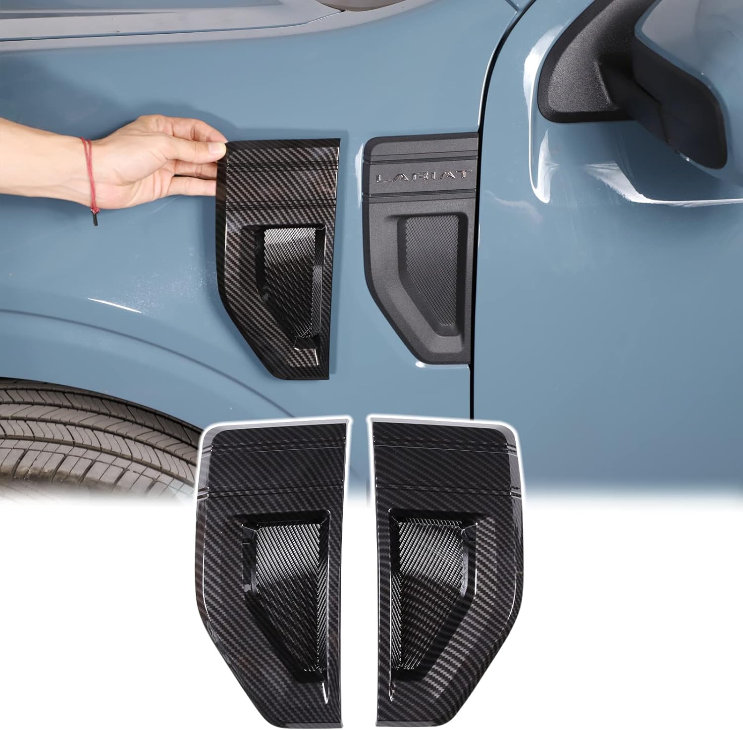 Aunginsy Fender Side Vents Trim Cover Compatible with Ford Maverick 2022-2024 2025 2026, Car Front Fender Air Outlet Panel Covers Hood Side Air Flow Intake Spoiler Decoration ABS Exterior Accessories