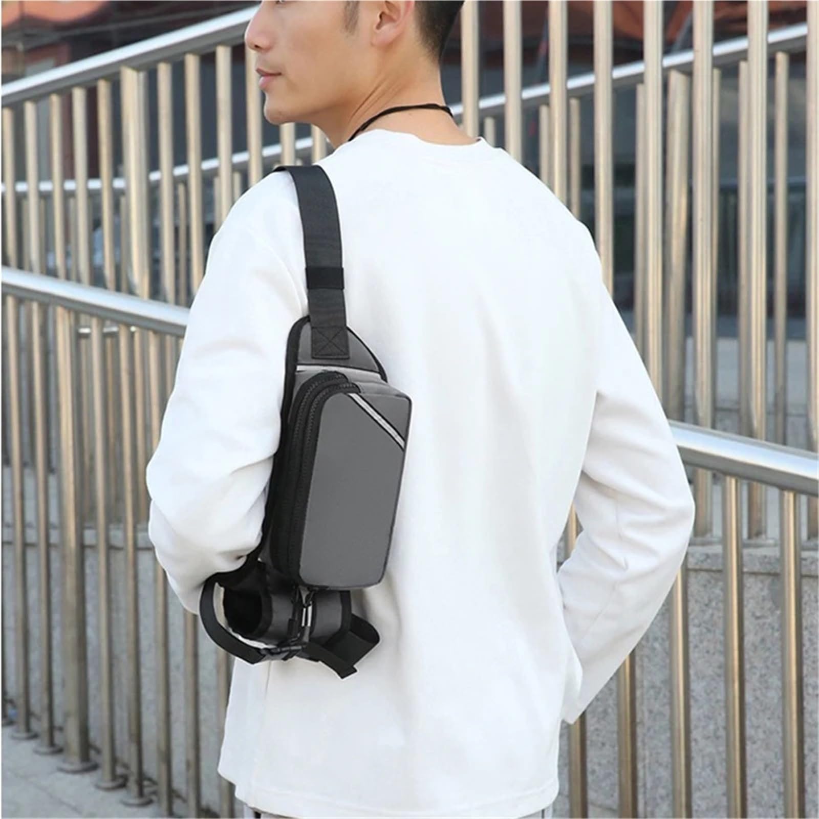 Men's Sport Waist Bag Chest Small with Water Bottle Fixing Pocket for Gym Running Hiking Outdoor Travel Campus School, pomarańczowy, Einheitsgröße, One Style