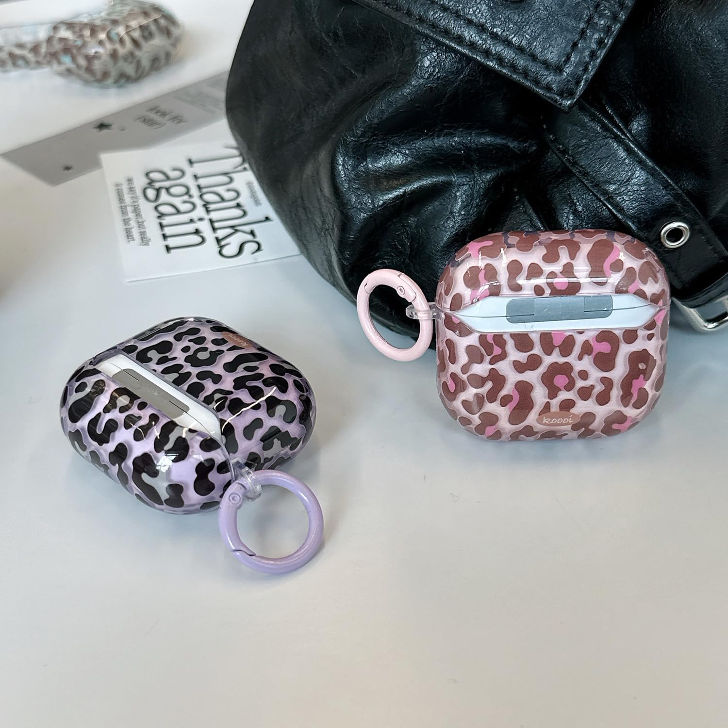 Custodia AirPods Pro 3 In TPU Con Stampa Leopardo Rosa, Include Kit Pulizia E Portachiavi, Antiurto E Leggera