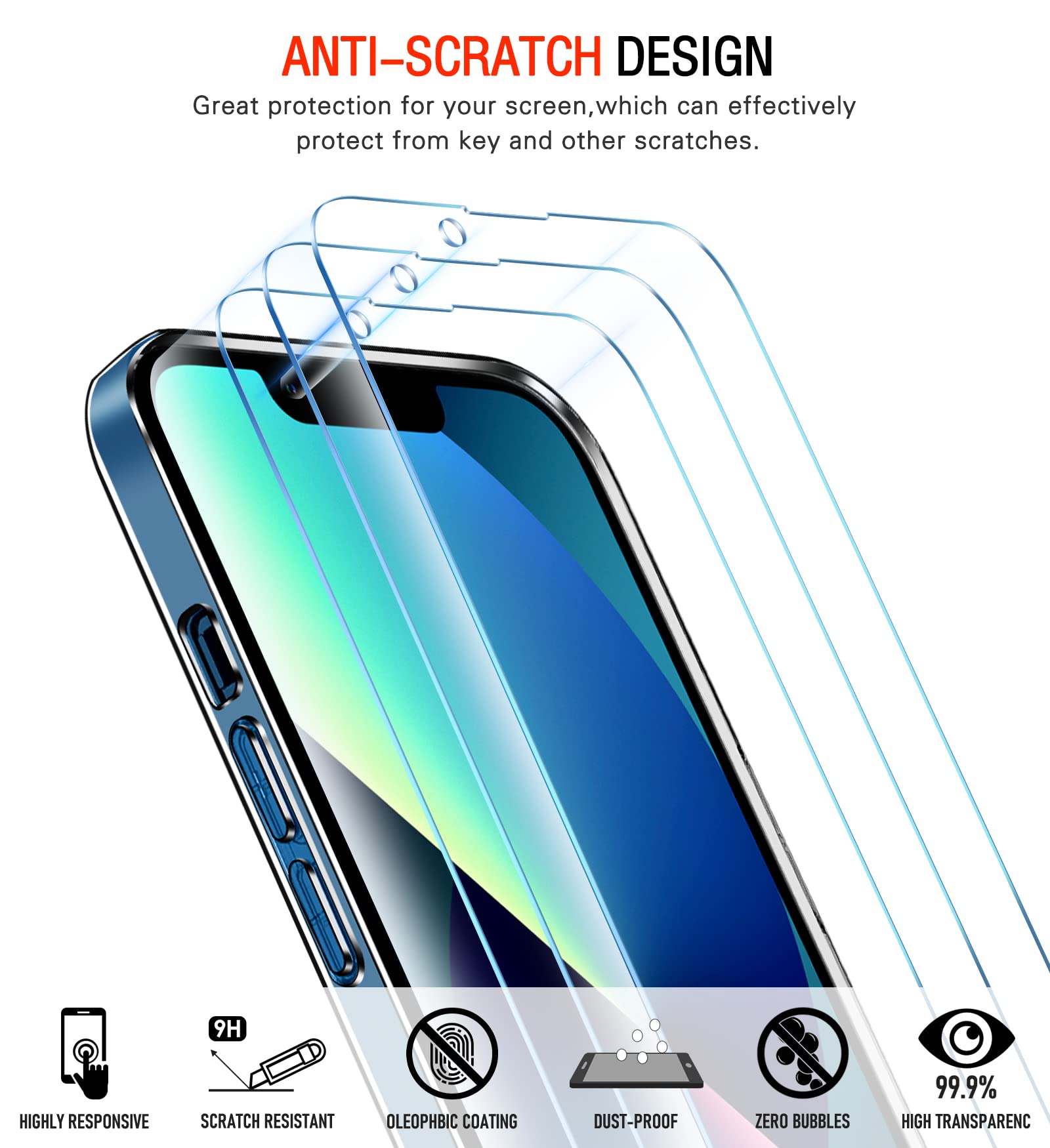 iVoler Custodia Cover Compatibile con iPhone 13 6.1 Pollici con Camera Protection e 3 Pezzi Pellicola Vetro Temperato, Ultra Sottile Morbido TPU Trasparente Silicone Antiurto Protettiva Case