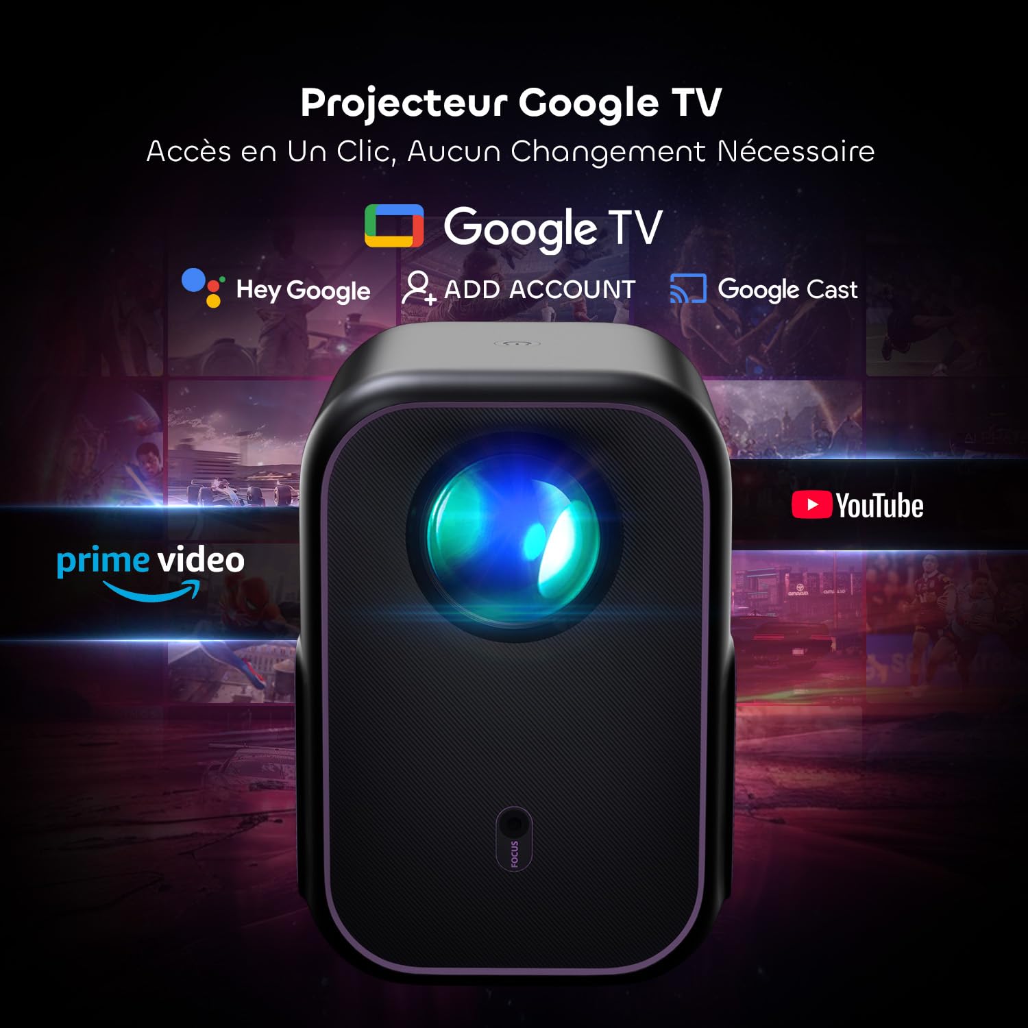 Projecteur avec WiFi, Bluetooth, Full HD 1080P, Support 4K, Audio Dolby Intelligent. Idéal pour cinéma Maison ou extérieur. HDMI Mini Portable NP One