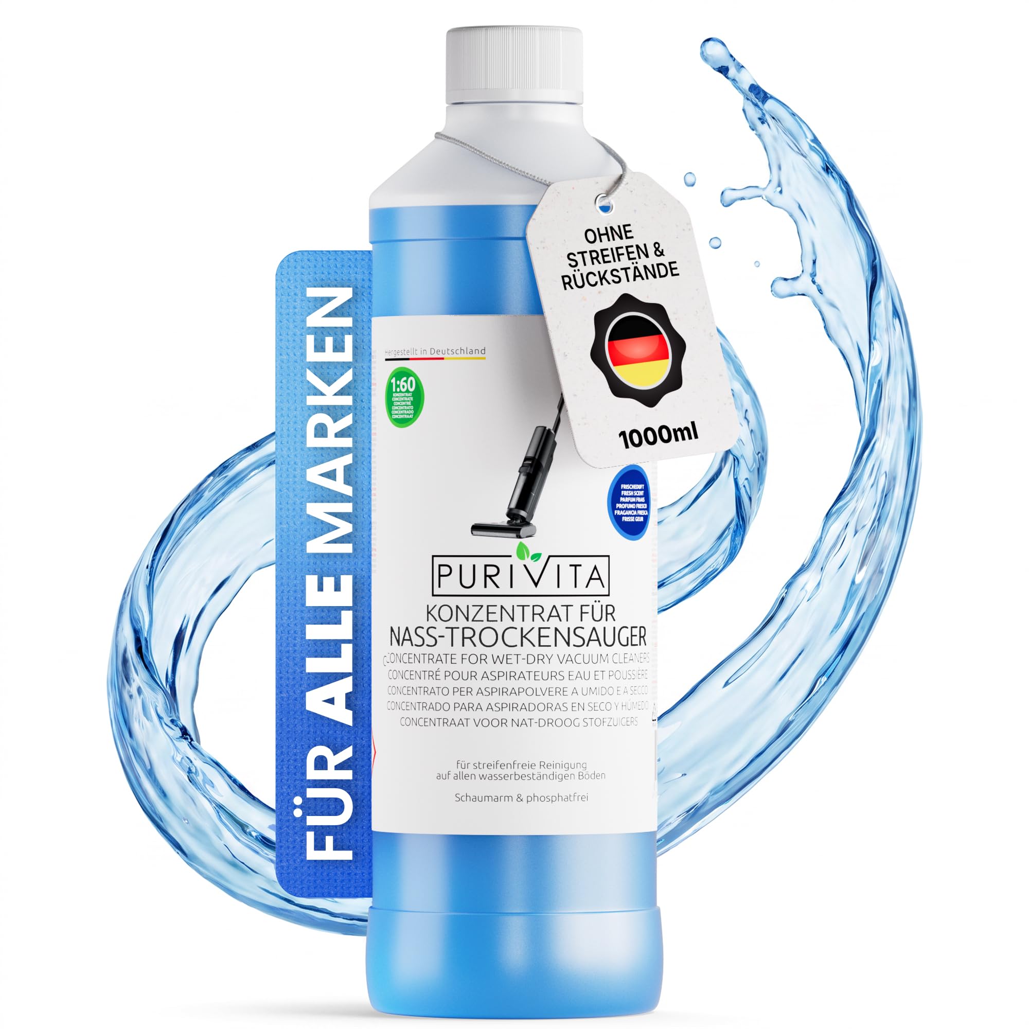 PURIVITA® Saugwischer Reinigungskonzentrat Nasssauger 1L Frischeduft
