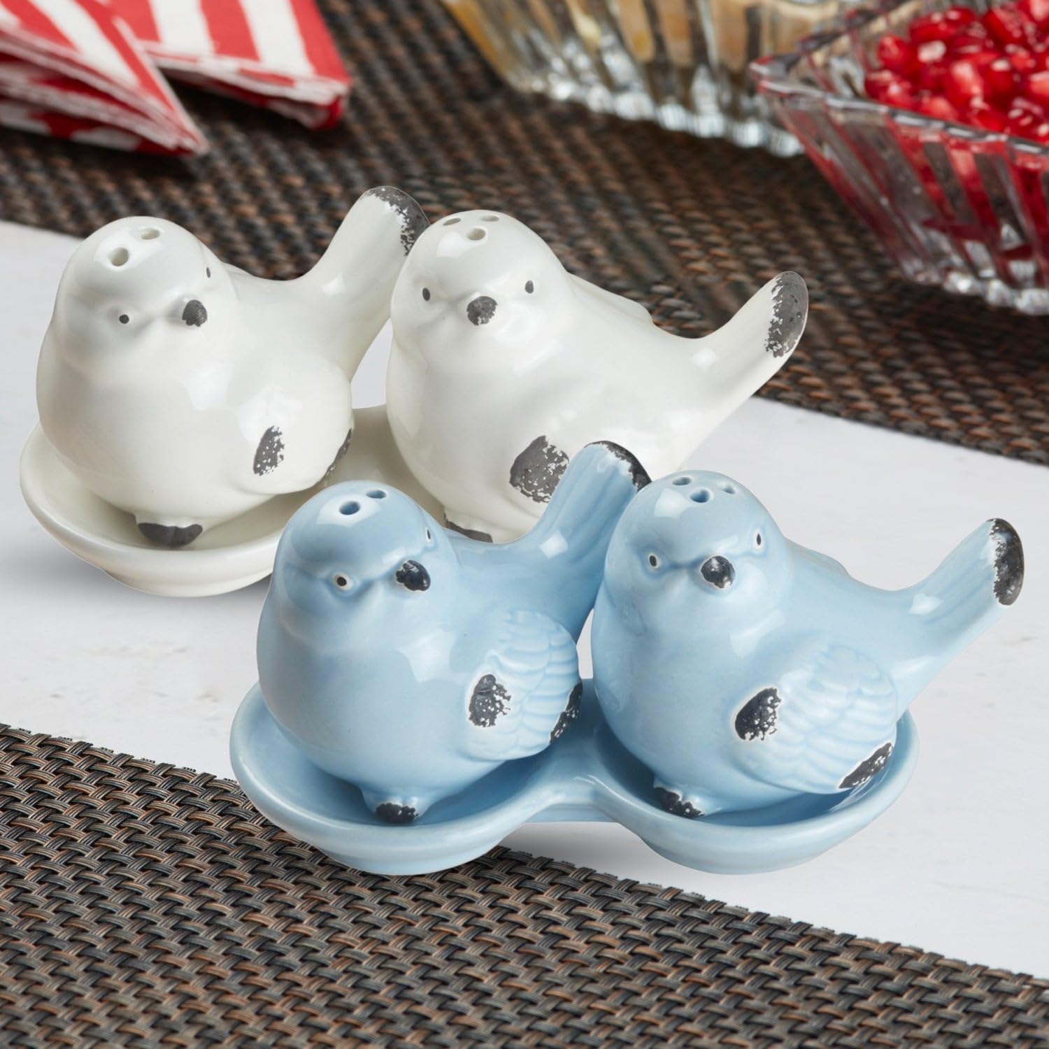 Kookee Ceramic Salt Pepper Set of 2 with Tray | White, Yellow (10663) — Amazon image 6