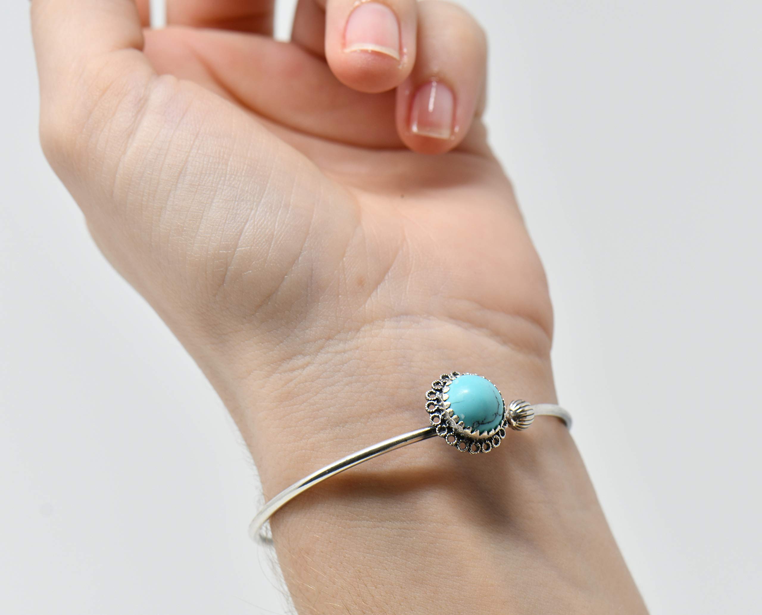 Bracciale rigido argento con turchese naturale