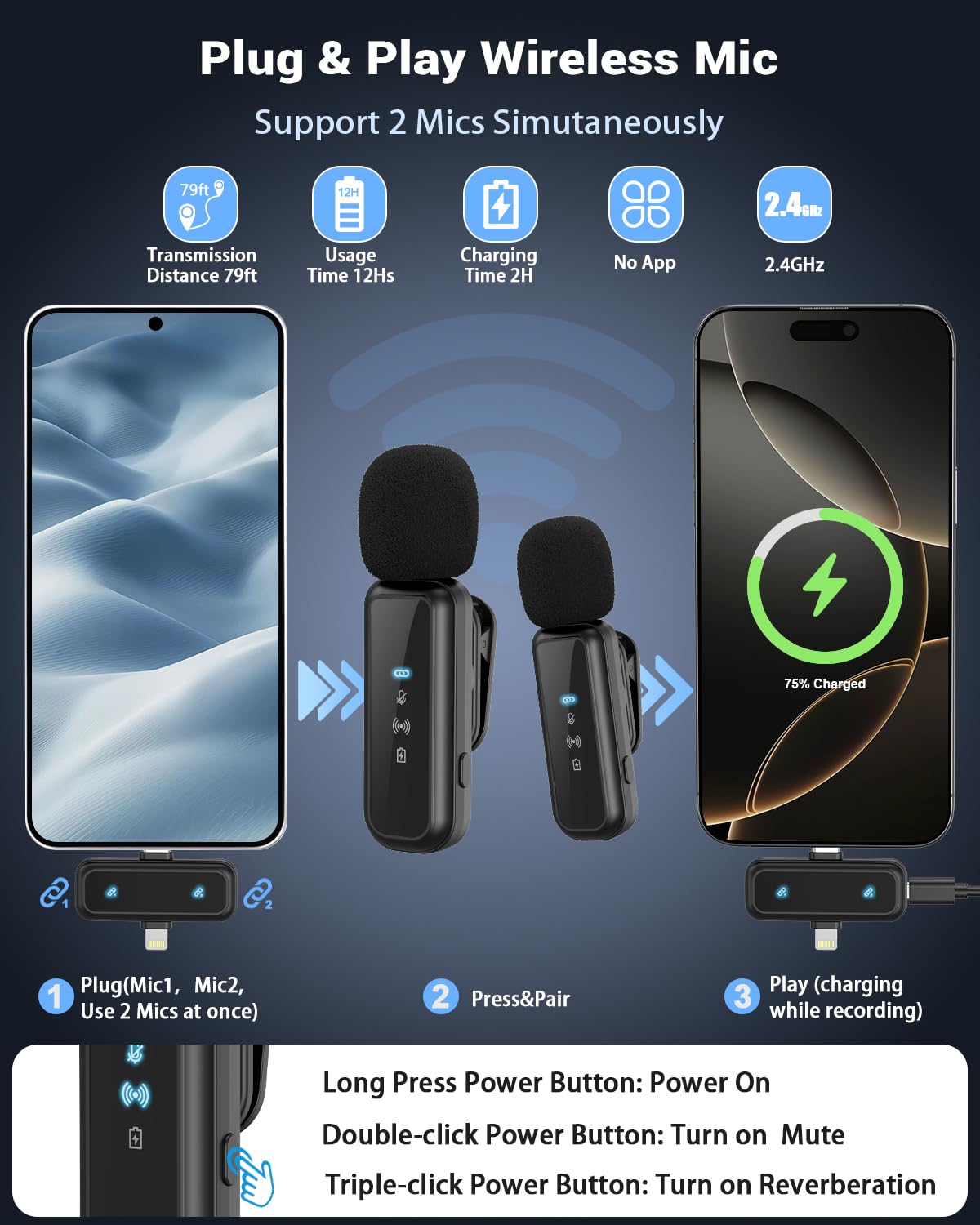 Kit di vlogging per iPhone/Android, anello luminoso per selfie da 25,4 cm con supporto, treppiede estensibile da 147 cm, treppiede da tavolo, microfono wireless, kit base per YouTube, Creatore di