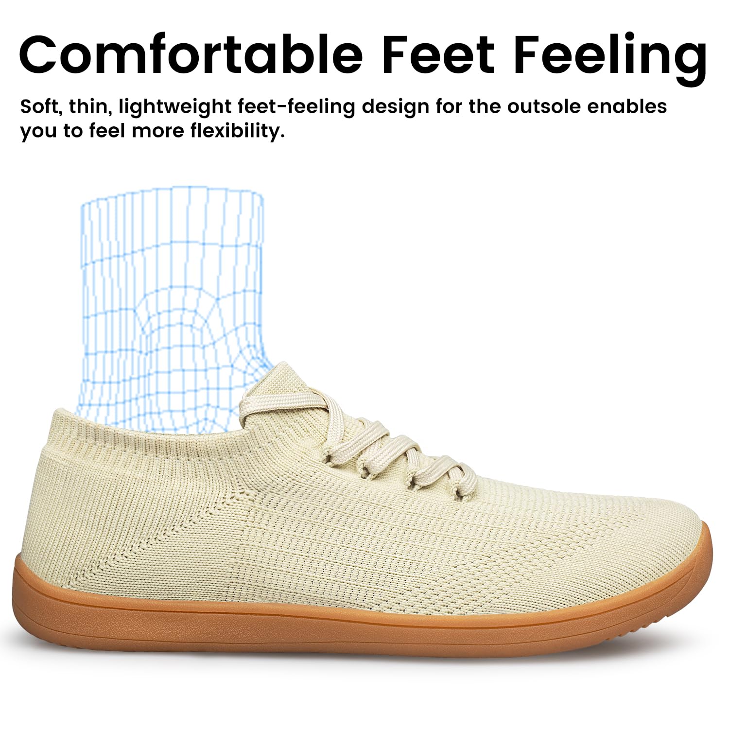 Raoendis Women Barefoot Shoes Wide Toe Box Trainers, Minimalist Wide Fit Trainers Comfortable Walking Sneakers for Trail Running Fitness