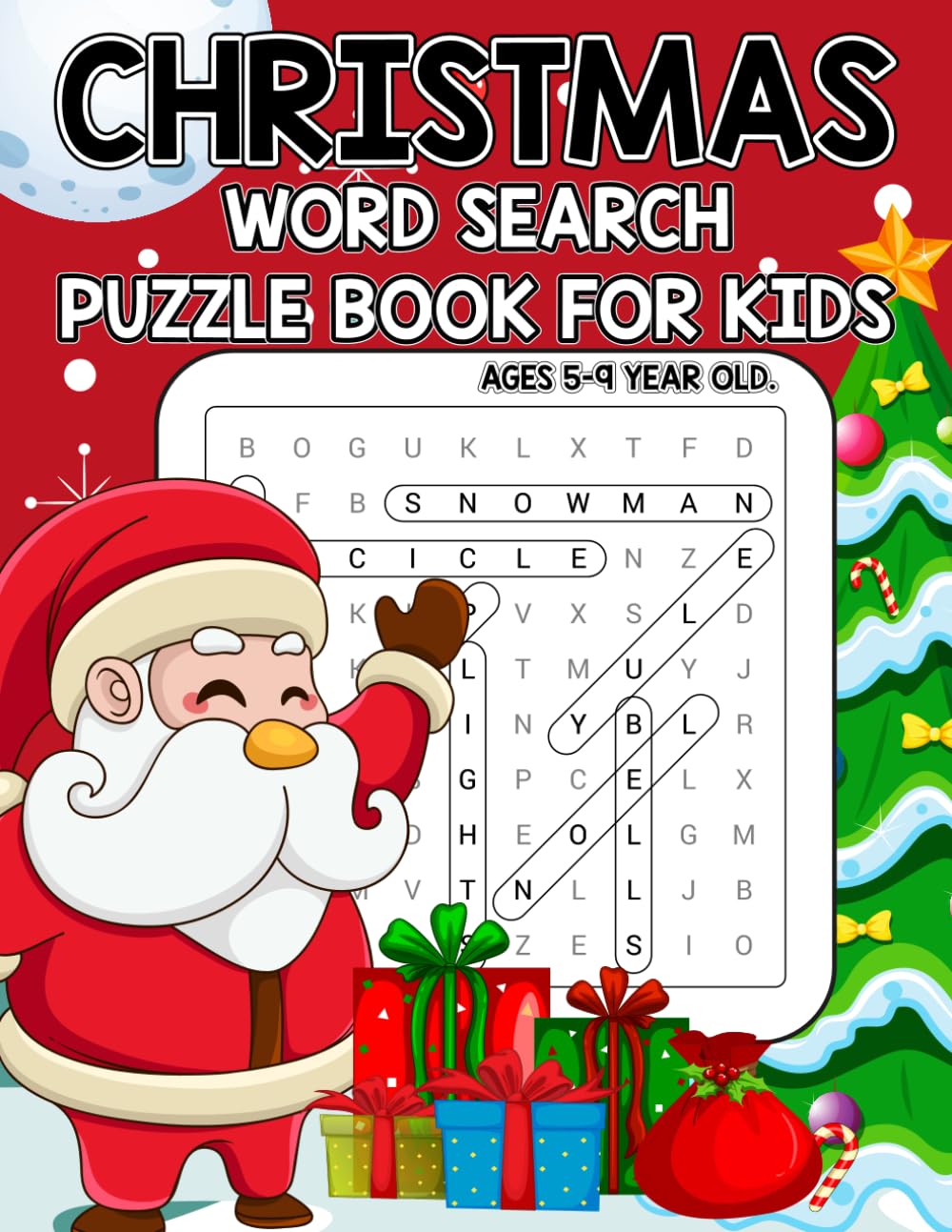 Christmas Word Search Puzzle Book for Kids Ages 5–9: Fun Holiday Word Hunts to Boost Spelling, Focus & Vocabulary Skills