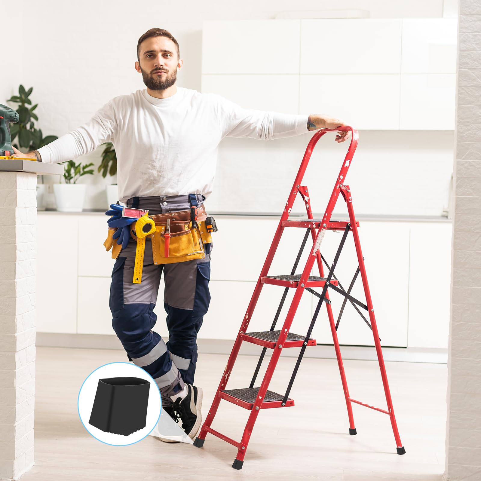 4 sztuki stopek do drabiny, zapasowe nóżki do drabin, odpowiednie do drabinek o wymiarach 2 x 4 cm, nadają się do budowy maszyn, wspinaczki w domu, ludzie muszą mieć