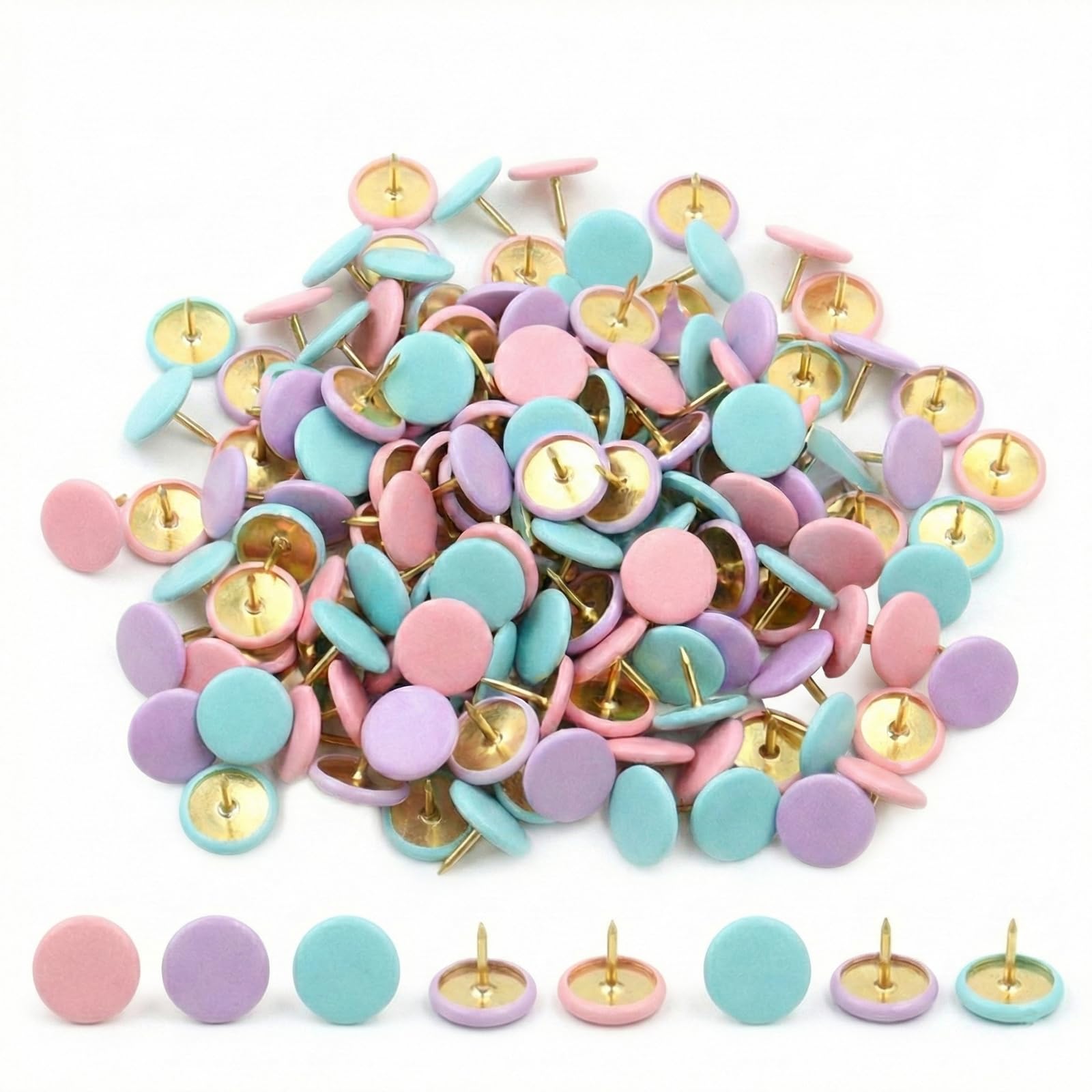 BLPRKOT 100 PCS Macaron colors Pinboard - Drawing Pins Map Pins, Thumb Tacks for Cork, Notice and Bulletin Boards Perfect for Posters, Wall Hangings, Cork Board, School & Office Use