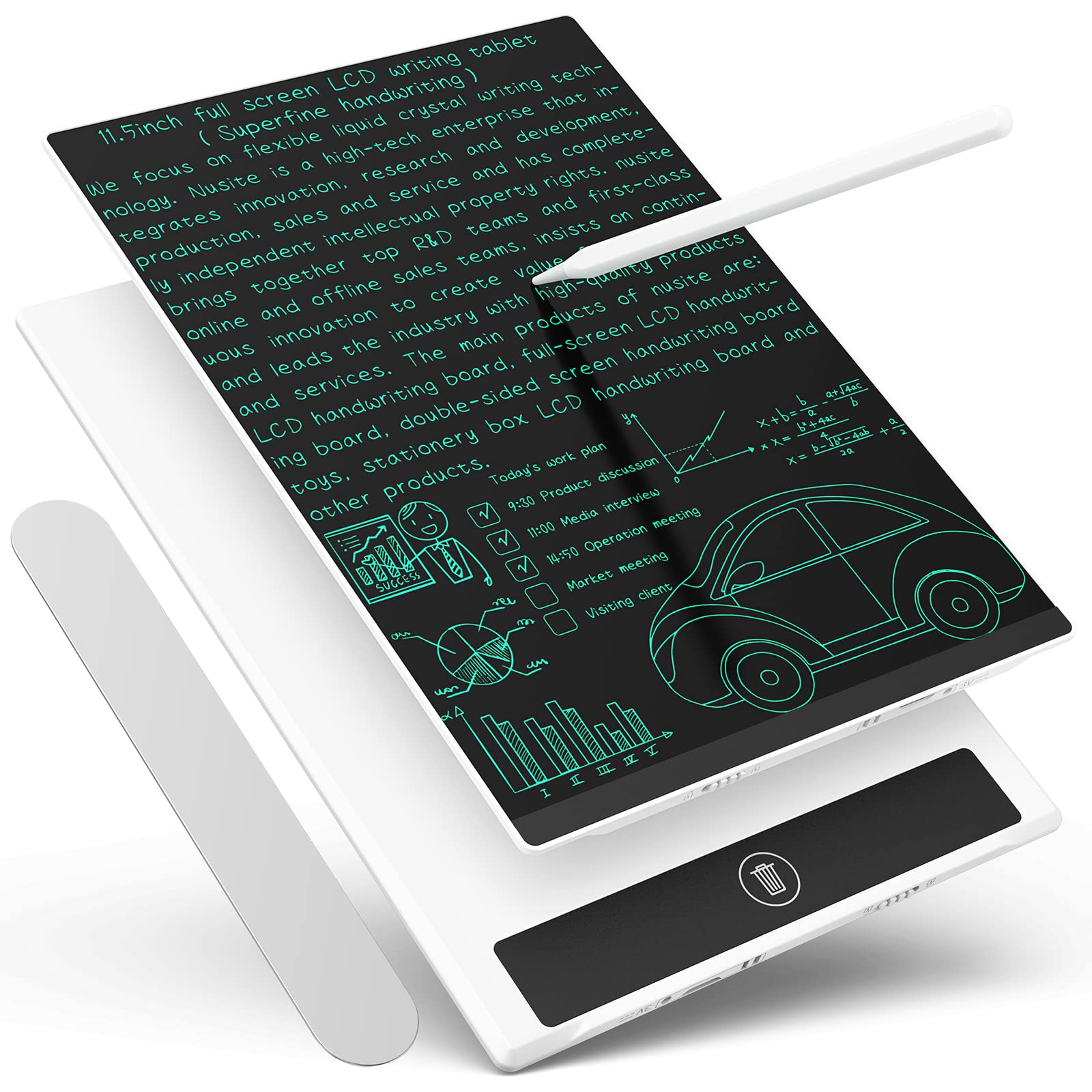 F FUNX LCD Writing Tablet 11.5 Inch, Drawing Tablet Doodle Board Drawing Pad, Electronic Writing Board (White with Magnetic Sticker)