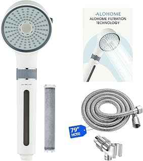 Filtered High Pressure Handheld Shower Head with On/Off Switch, 3 Spray Settings, 79 inch Stainless Steel Hose, Carbon Filter for Chlorine Removal, RV & Outdoor