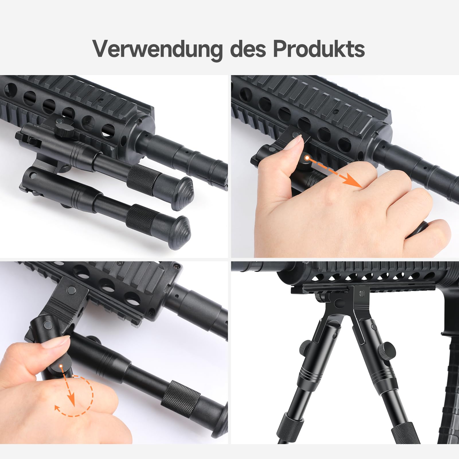 Tactical Rifle Bipod - Schienenmontage und Laufklemme, Einstellbare Höhe von 6,3 bis 6,9 Zoll, für Jagd und Schießen