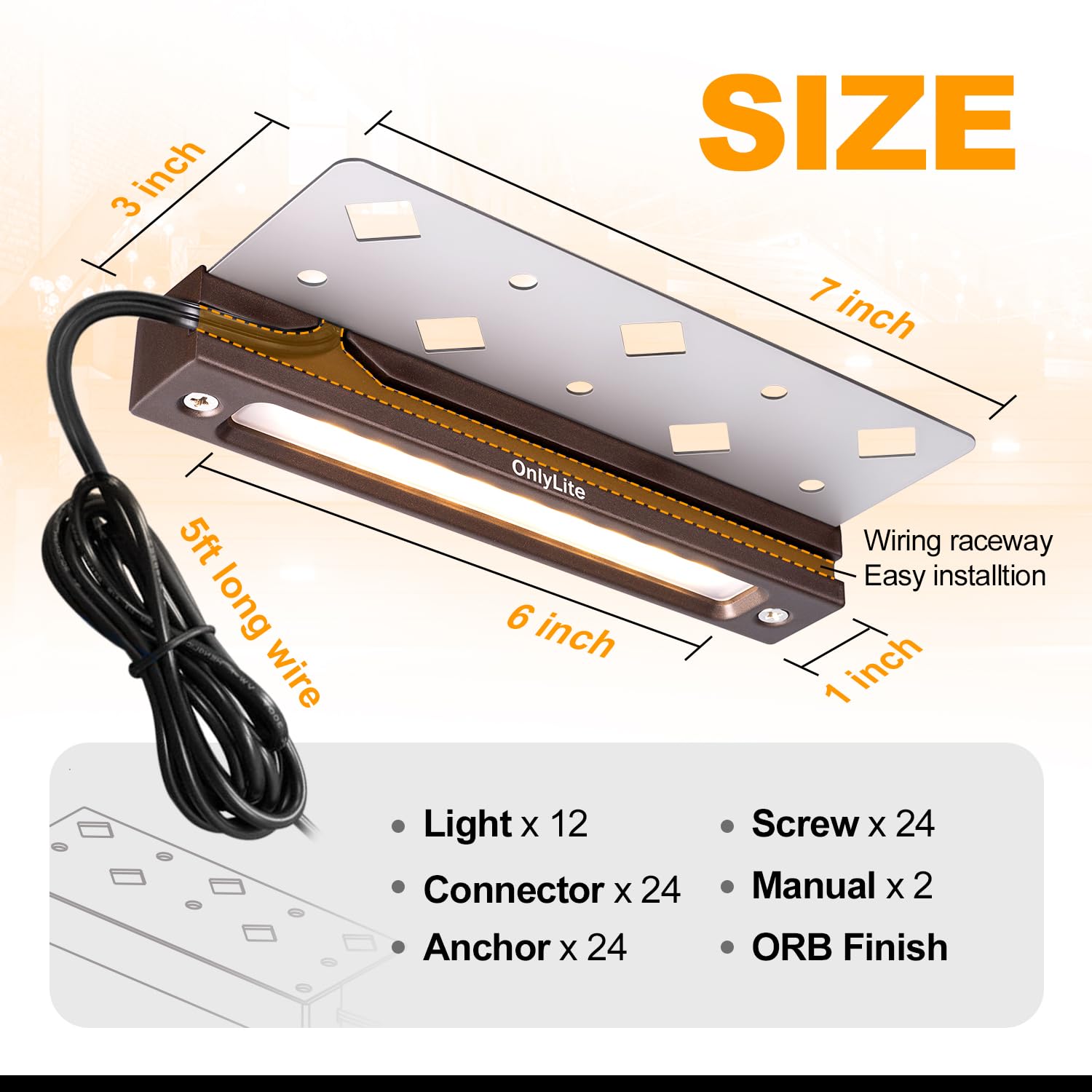 7 Inch Retaining Wall Lights, 3.5W LED Hardscape Lighting Low Voltage Step Light, 12V-24V Landscape Paver Lights, 2700K Warm White Outdoor Landscape Lighting Deck Light, 12Pack with IP65 Connectors