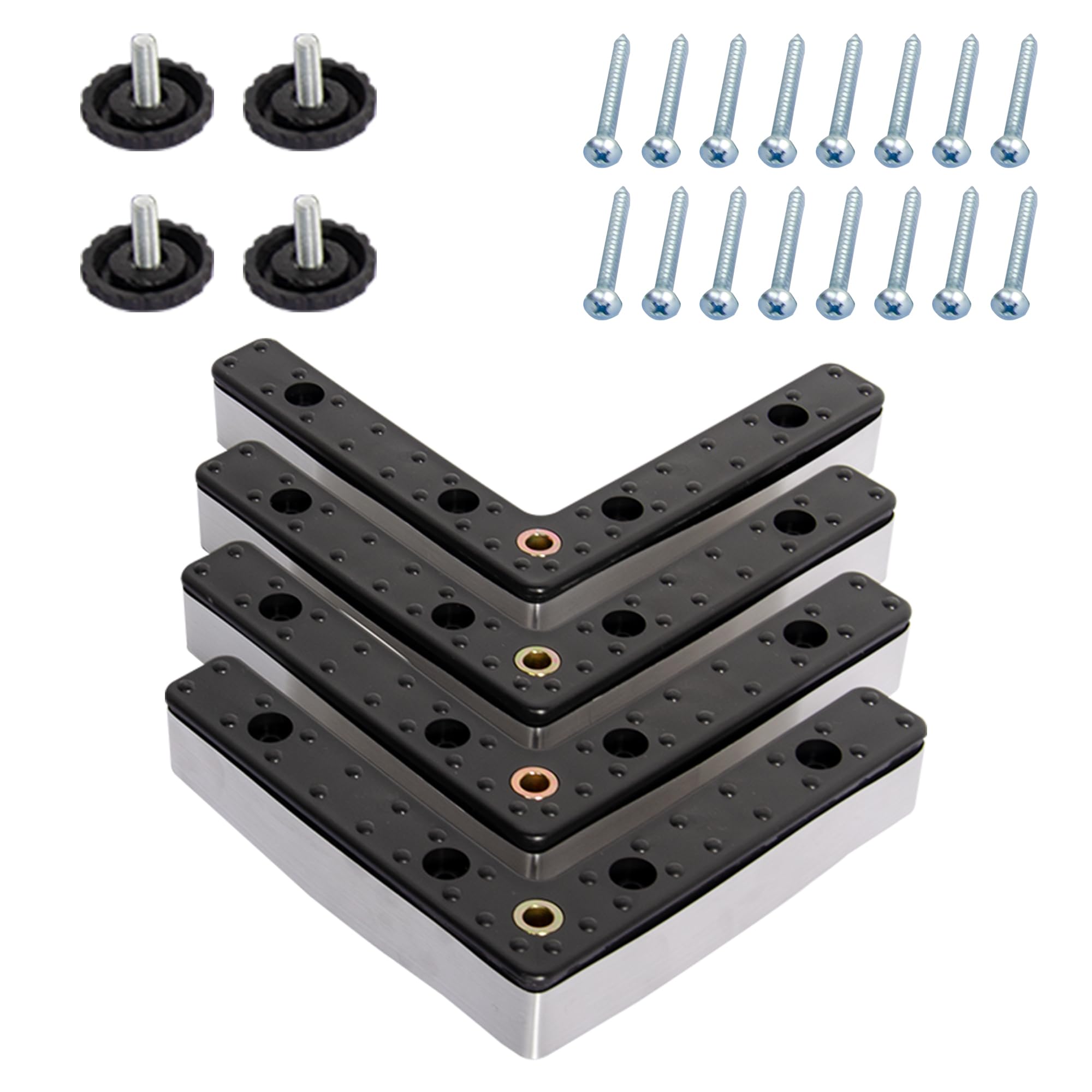 Rattan park 4PCS 145x145x30mm Garden Furniture Legs, Rattan Furniture Sofa Legs,Modern Metal Corner Furniture Feet, Sofa And Table Feet for Furniture L-Shaped Corner Feet